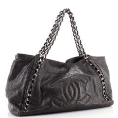 Chanel Black Leather Triple Chain Flap Bag For Sale at 1stDibs