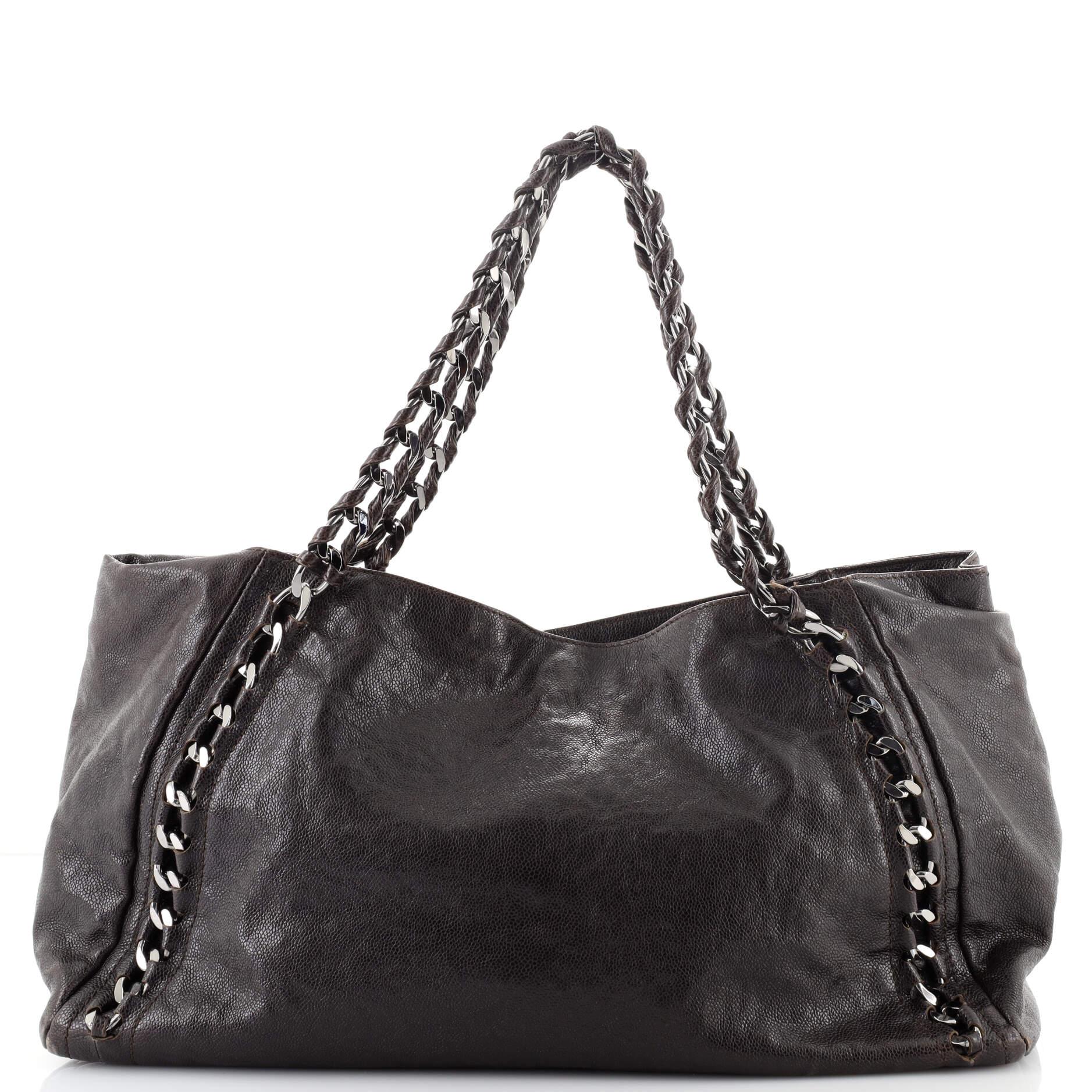 Chanel Modern Chain Tote Caviar East West In Fair Condition In NY, NY