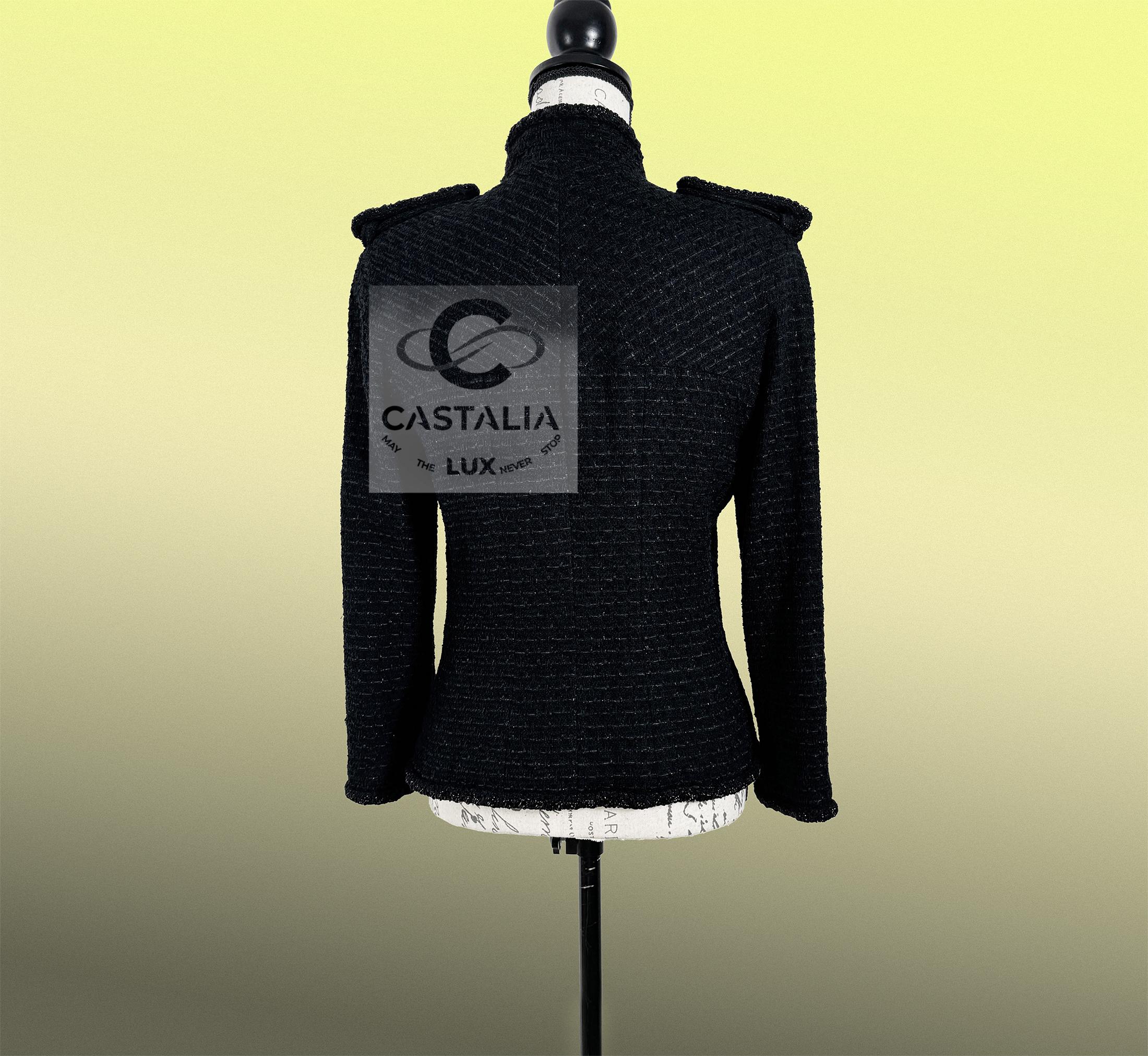 Chanel Modern Myth Icon Veste en tweed noir 38 FR en vente 10