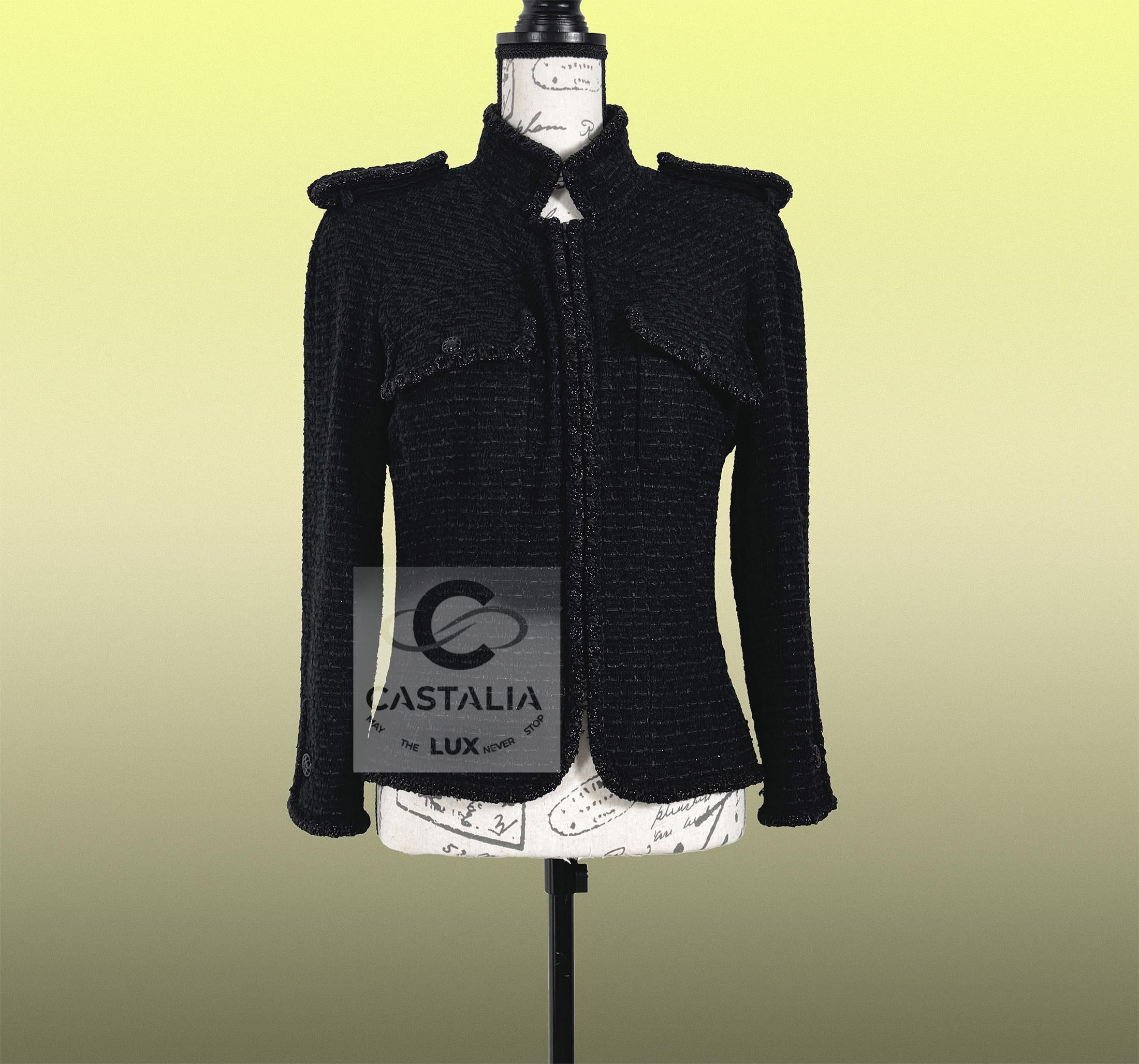 Chanel Modern Myth Icon Veste en tweed noir 38 FR en vente 1