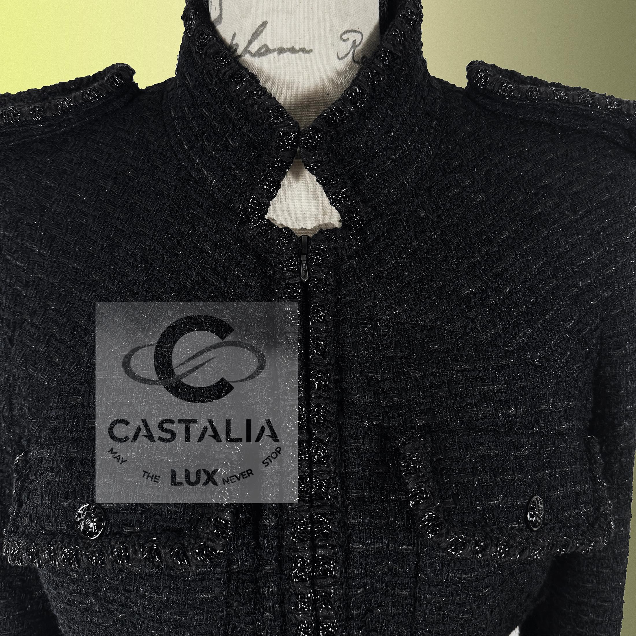 Chanel Modern Myth Icon Veste en tweed noir 38 FR en vente 3