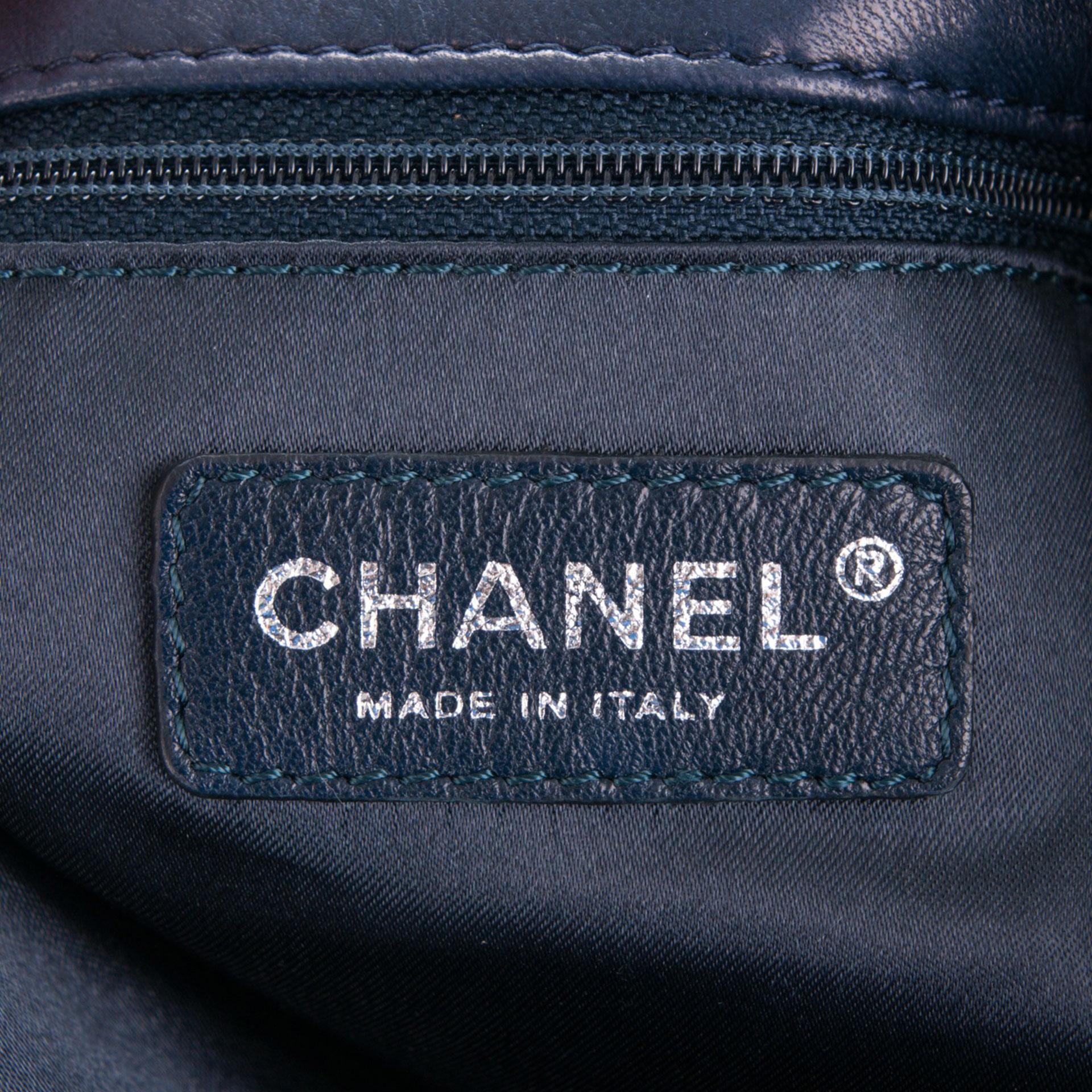 Chanel Modern Thick Chunky Chain Exotic Python Metallic Blue Hobo ...