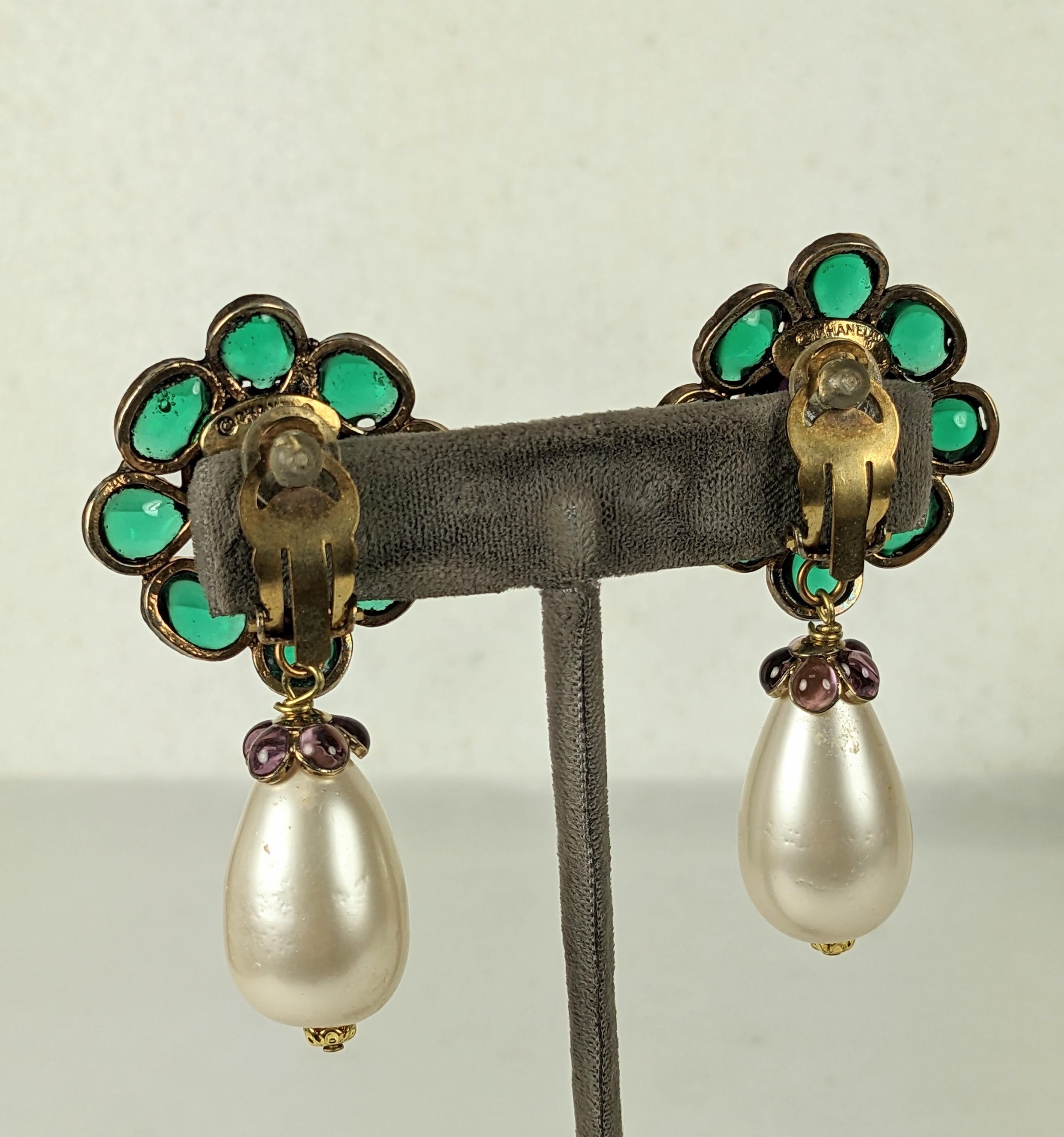 Chanel Moghul Pearl Drop Earrings, Maison Gripoix In Excellent Condition For Sale In New York, NY