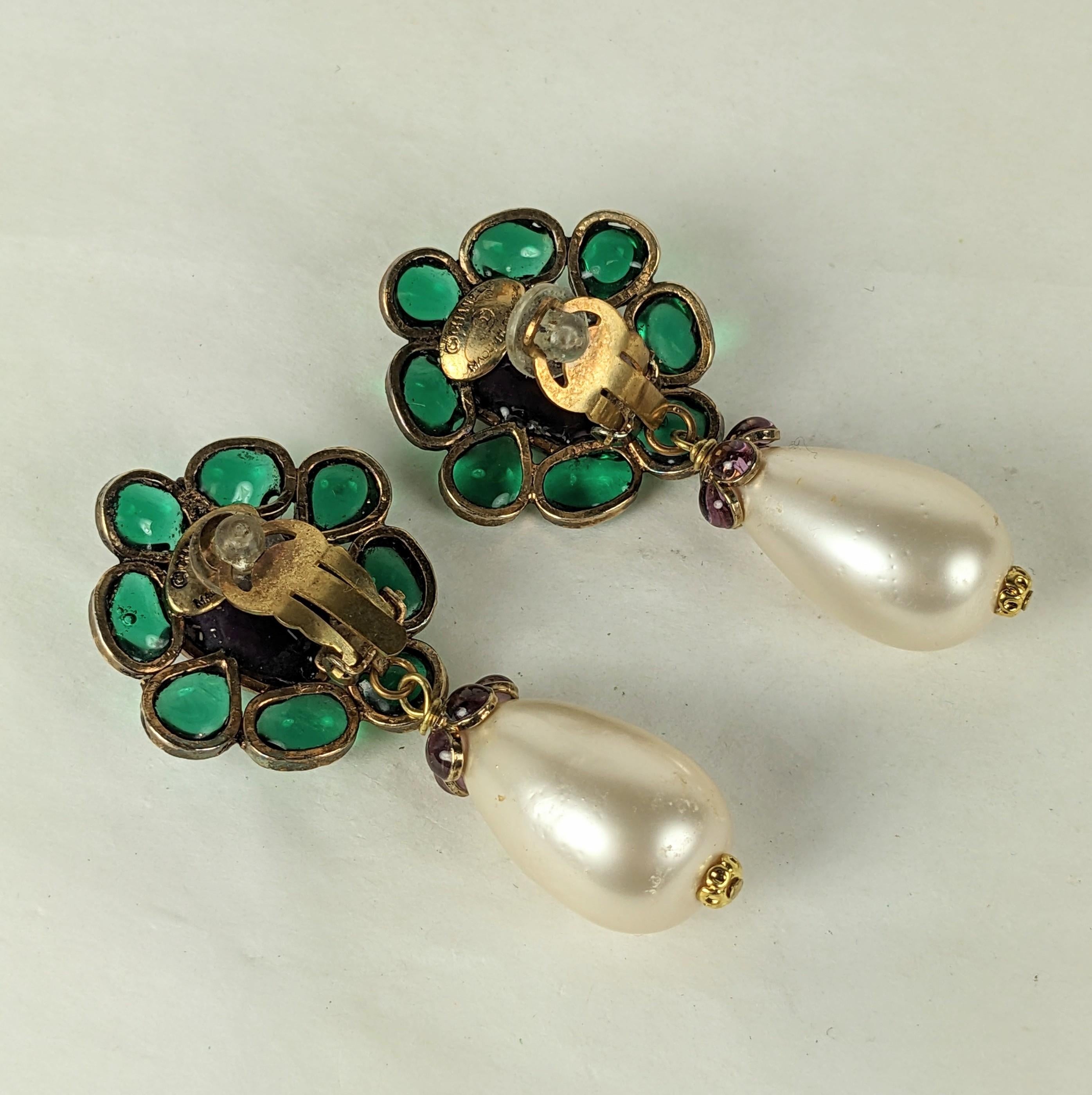 Chanel Moghul Pearl Drop Earrings, Maison Gripoix For Sale 1