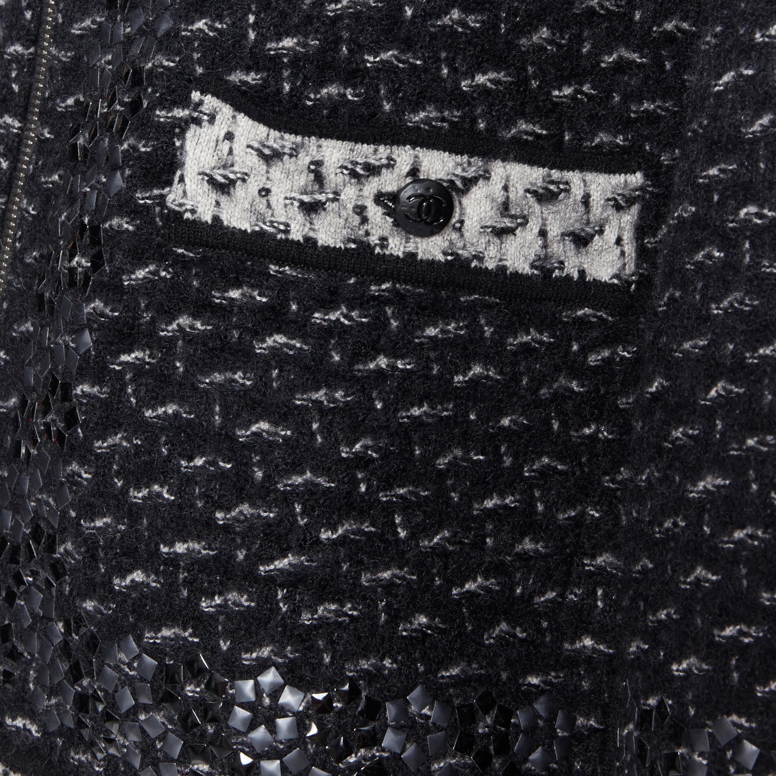 CHANEL chaqueta de lana de mohair boucle aluminio adornada CC botón cremallera FR34 XS 5