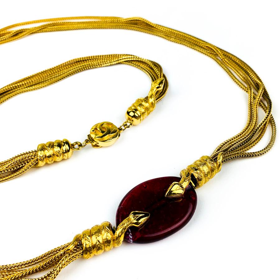 CHANEL Molton Glass Long Necklace By Goossens In Good Condition For Sale In Paris, FR