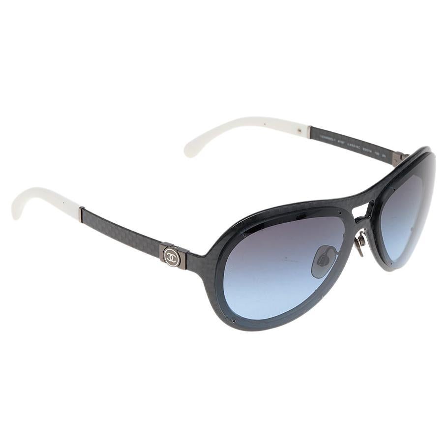 Chanel Monochrome Carbon Fiber/Blue Gradient 4197 Aviator Sunglasses at  1stDibs