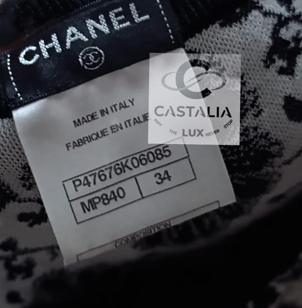 Chanel Monochrome CC Logo Camellia Dress 34 FR For Sale 12