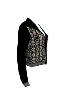 Chanel Monochrome CC Logo Intarsia Cashmere Knit Cardigan Jacket 38