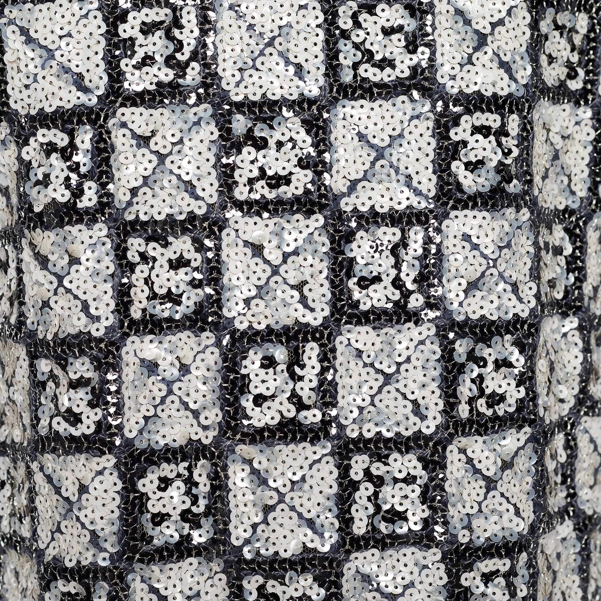 Chanel Monochrome Checkered Sequin Mini Dress M 1