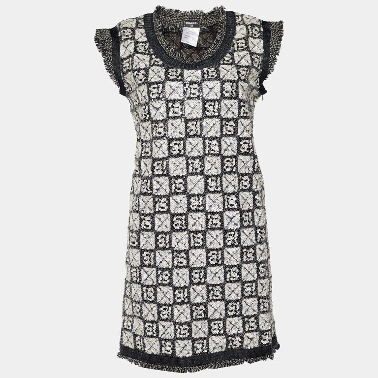 Chanel Monochrome Checkered Sequin Mini Dress M at 1stDibs