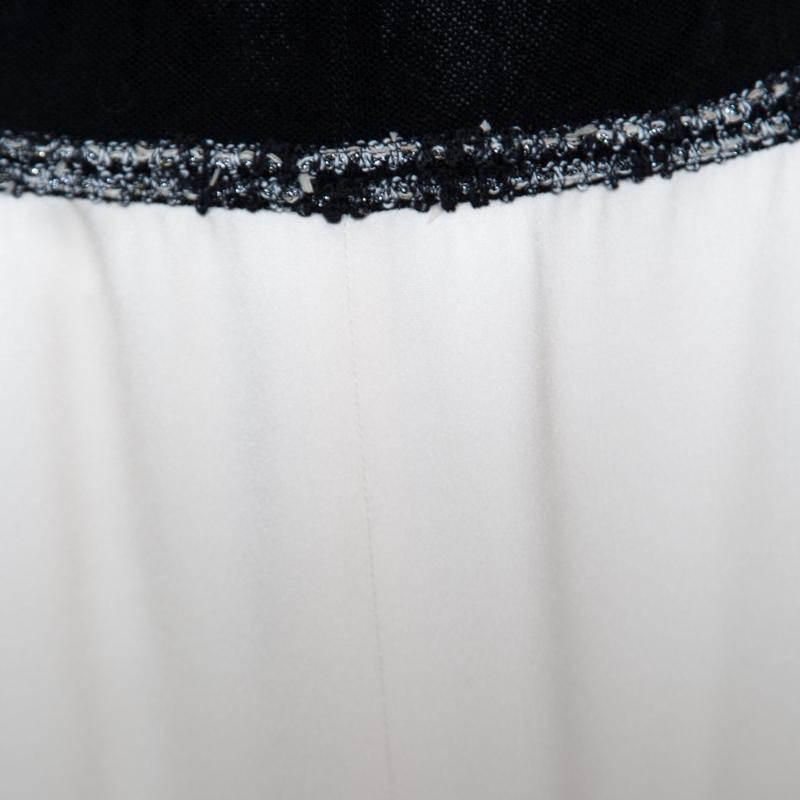 Chanel Monochrome Colorblock Tweed Trim Sleeveless Maxi Dress M 1
