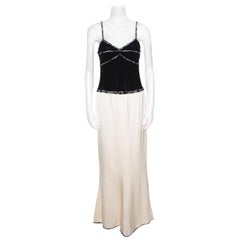 Chanel Monochrome Colorblock Tweed Trim Sleeveless Maxi Dress M