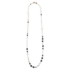 Chanel Monochrome Faux Pearls Crystal CC Charm Station Necklace