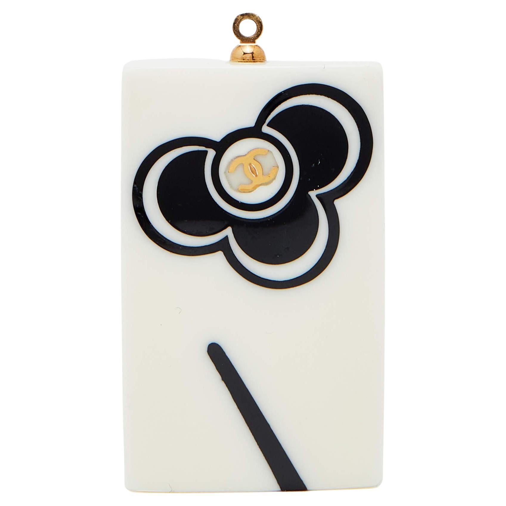 Chanel Monochrome Leaf Enamel Rectangle Pendant