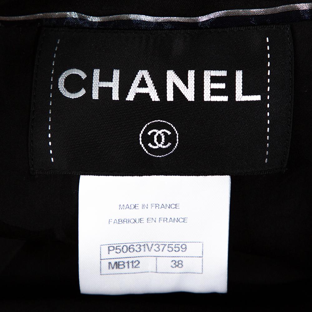 Gray Chanel Monochrome Textured Sequined Jacket M
