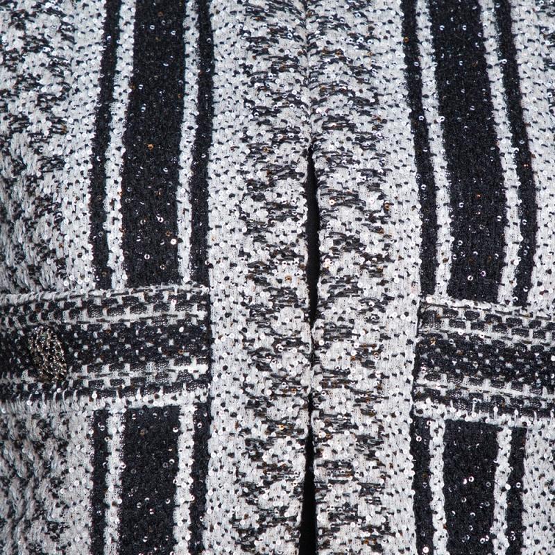 Women's Chanel Monochrome Textured Sequined Jacket M
