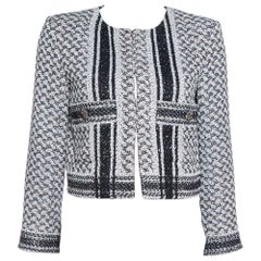Chanel Monochrome Textured Sequined Jacket M