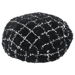 Chanel Monochrome Tweed Beret Hat S