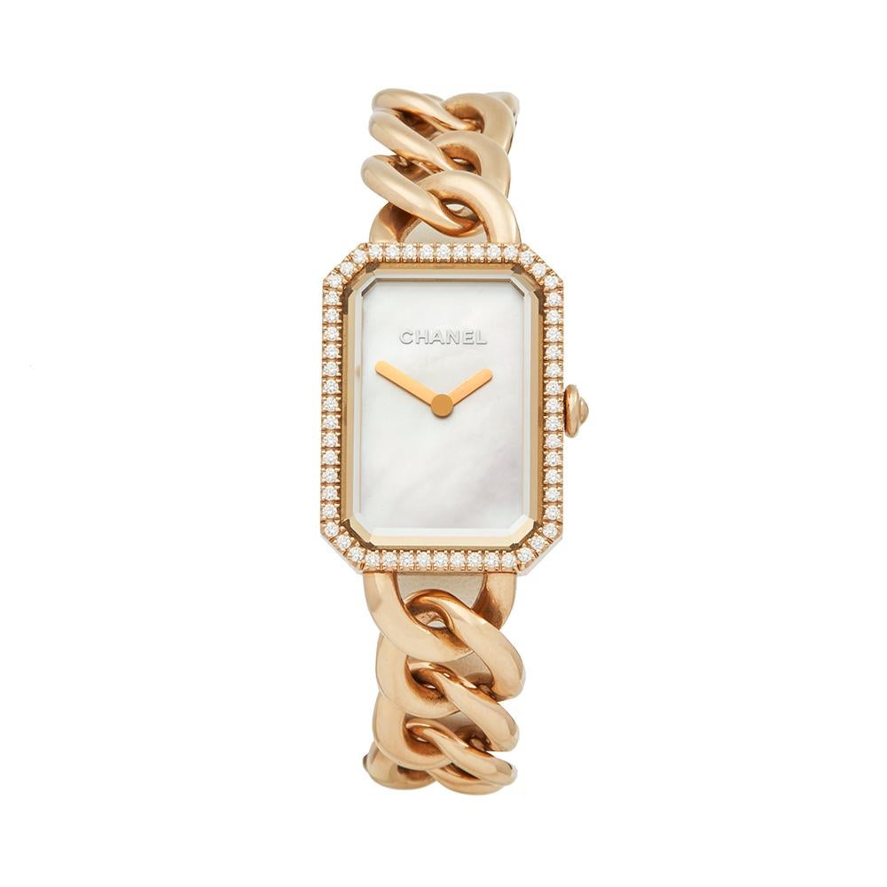 Chanel BoyFriend Opaline Dial Diamond Rose Gold Womens Watch H5315