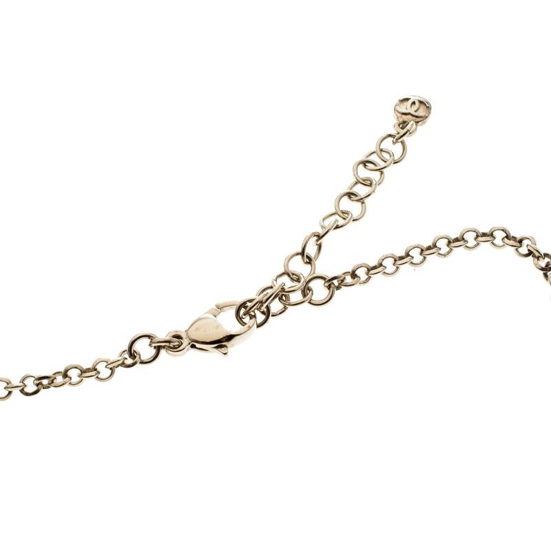 Women's Chanel Moon Crystal Gold Tone Tassel Pendant Necklace