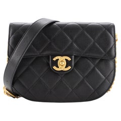 Chanel  Moon Flap Messenger Bag Quilted Caviar Small