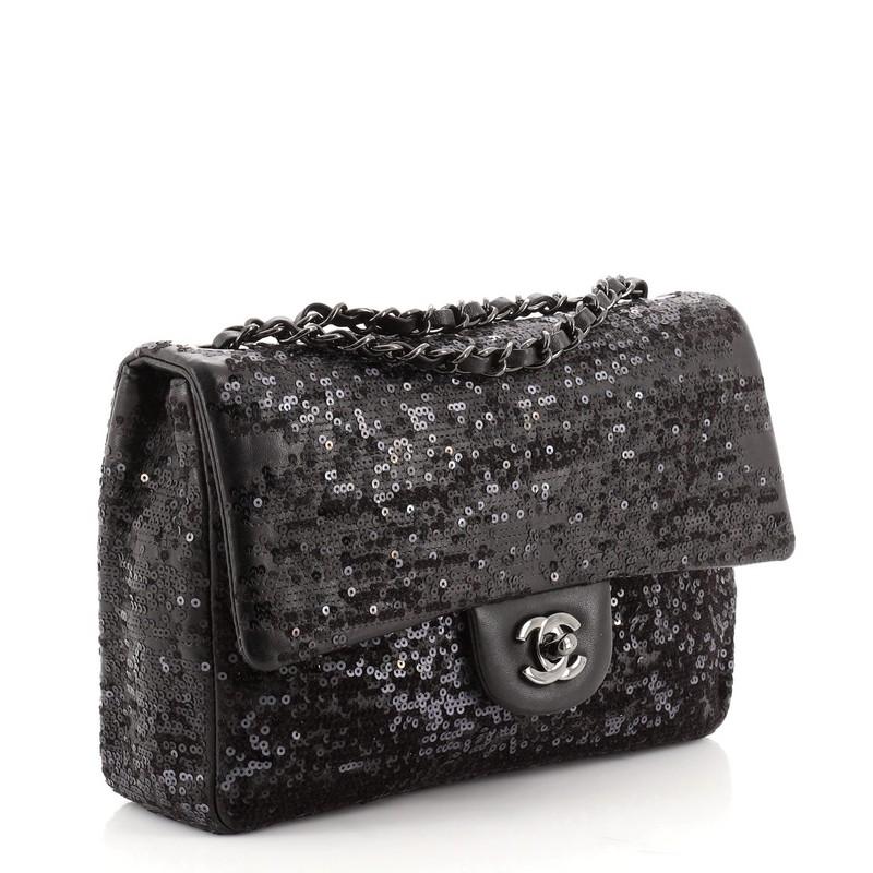 Black Chanel Moonlight On The Water Flap Bag Sequins Small
