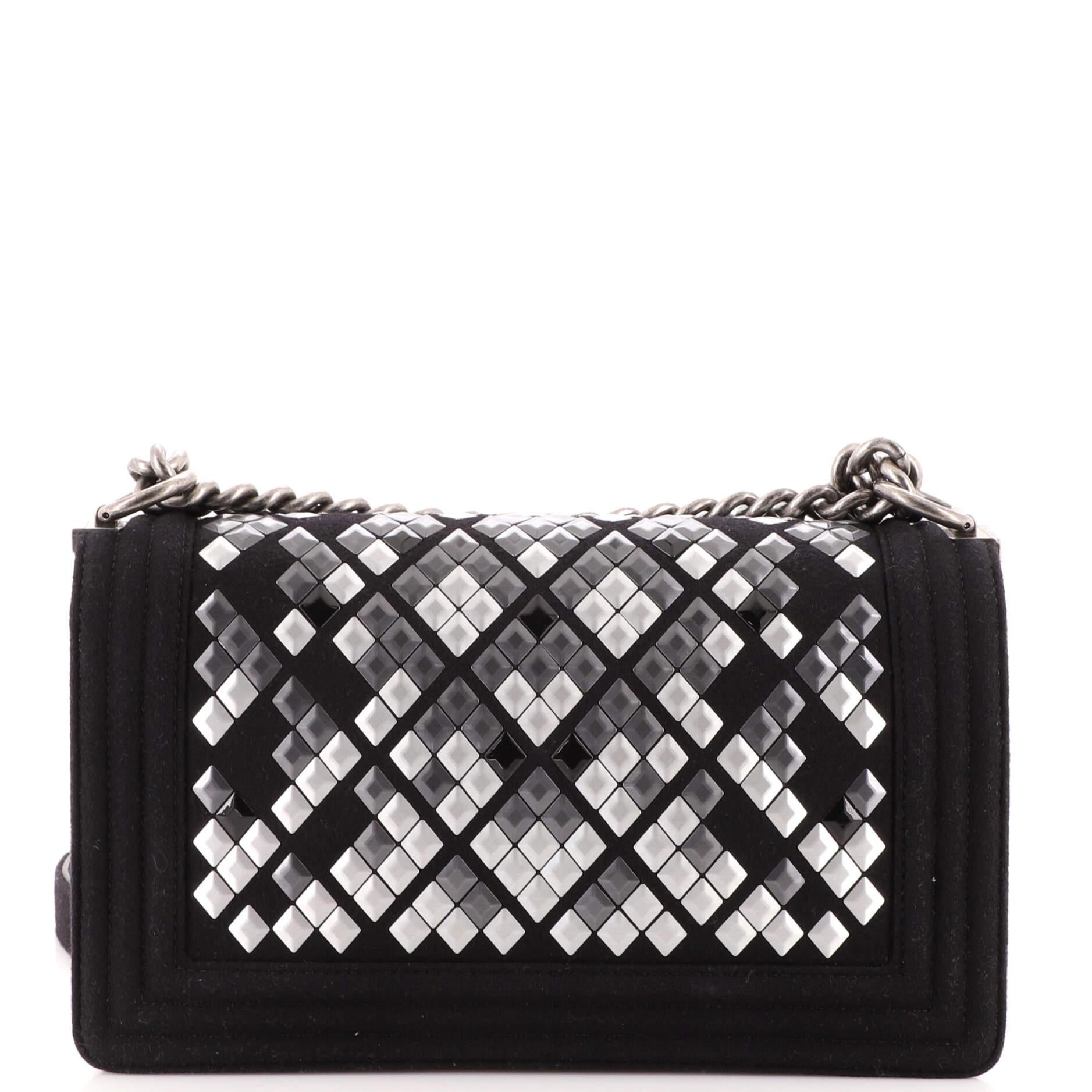 Women's or Men's Chanel Mosaic Boy Flap Bag Embellished Wool Old Medium
