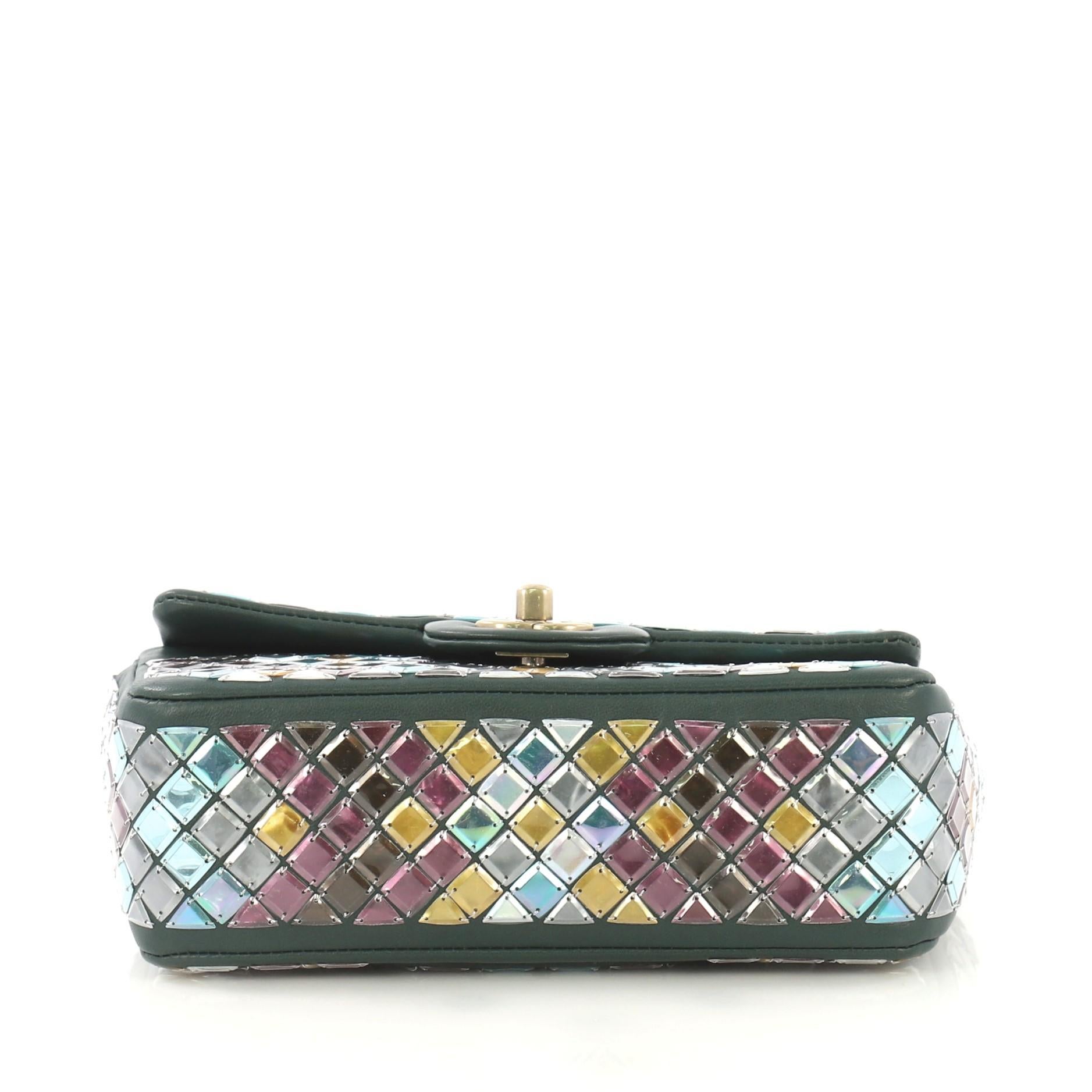 Gray Chanel Mosaic Flap Bag Embellished Lambskin Small
