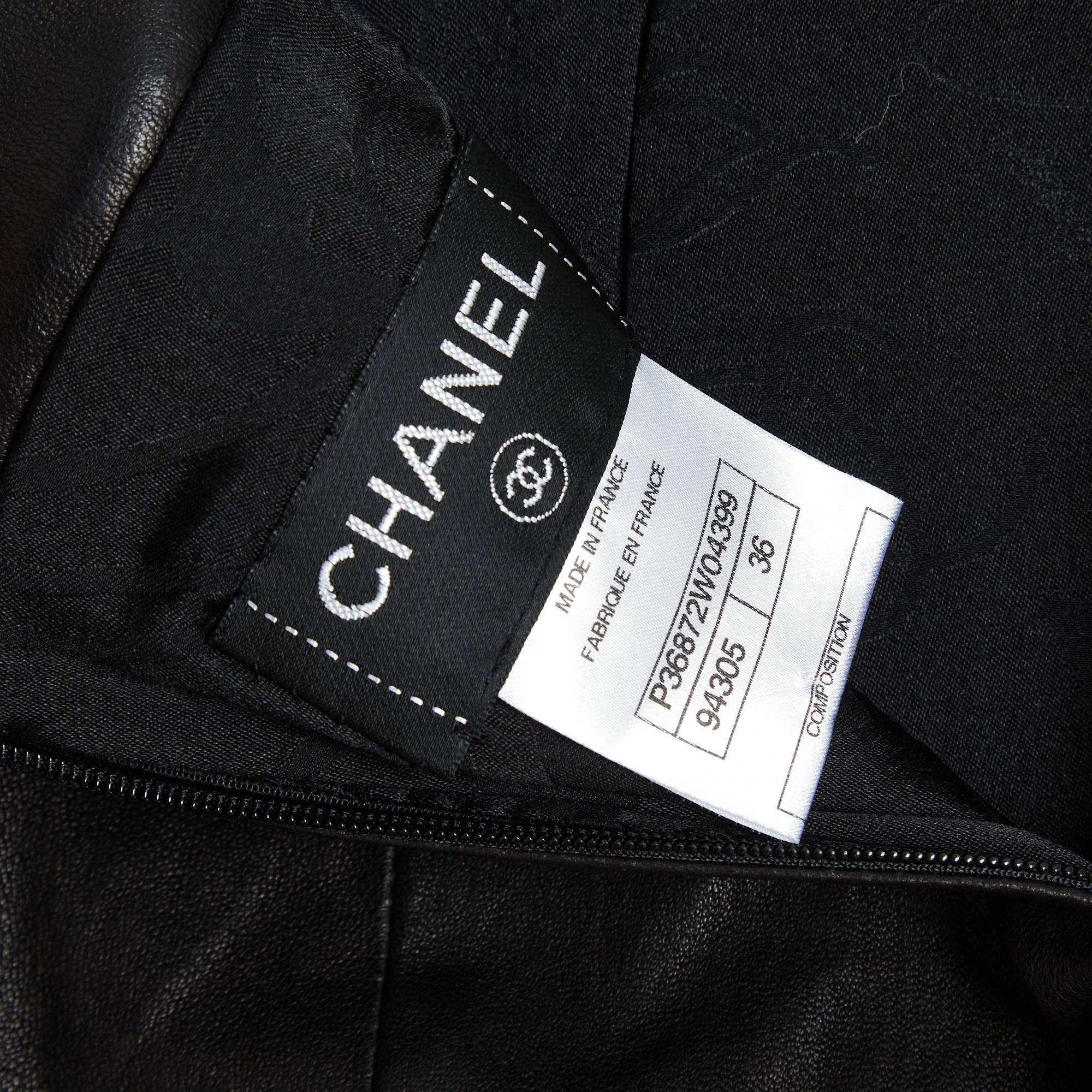 Women's Chanel Fall 2009 Jupe FR36 Black Leather Skirt UK8 US6 For Sale
