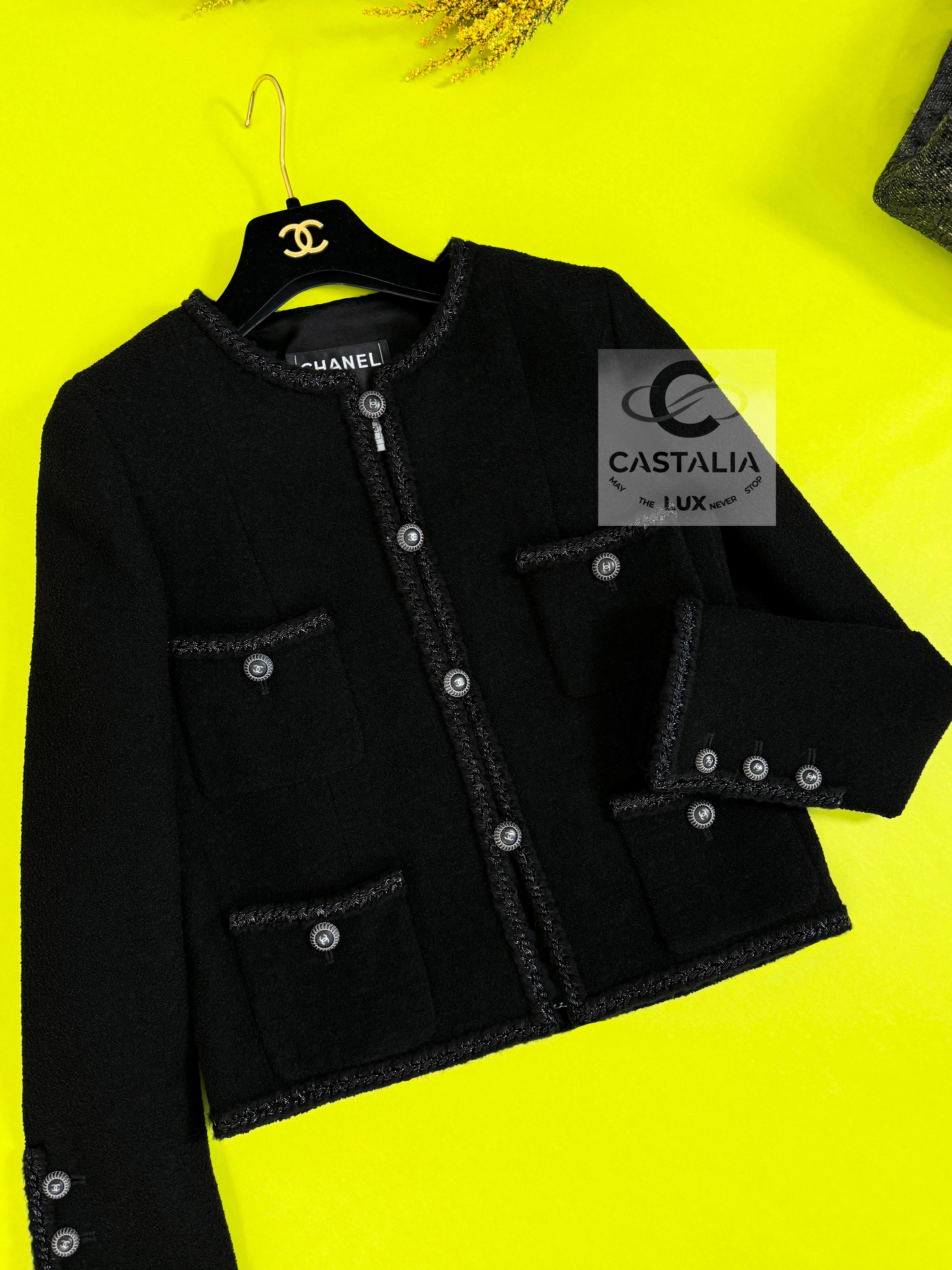 Chanel Most Coveted Iconic Black Tweed Jacket 9