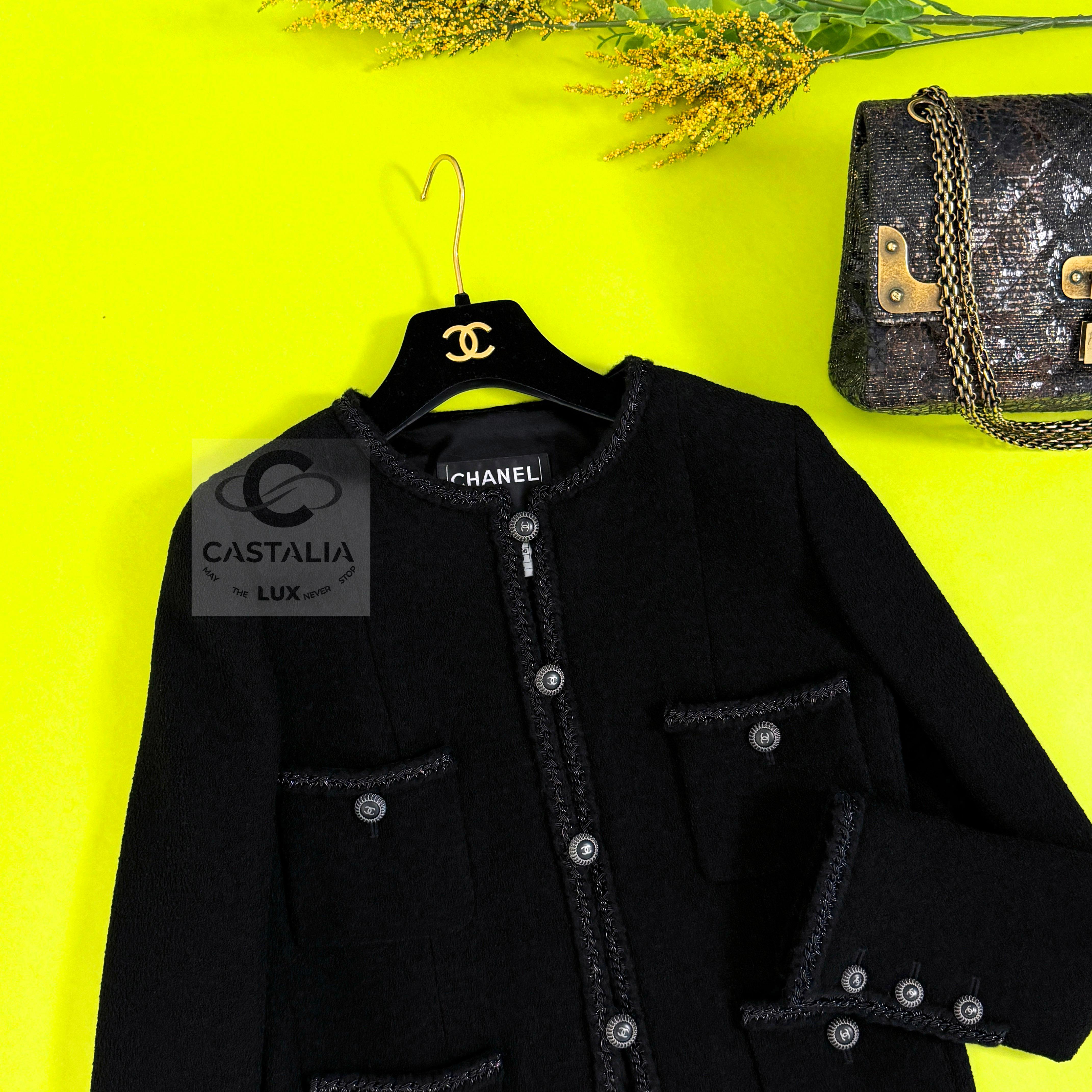 Chanel Most Coveted Iconic Black Tweed Jacket 10