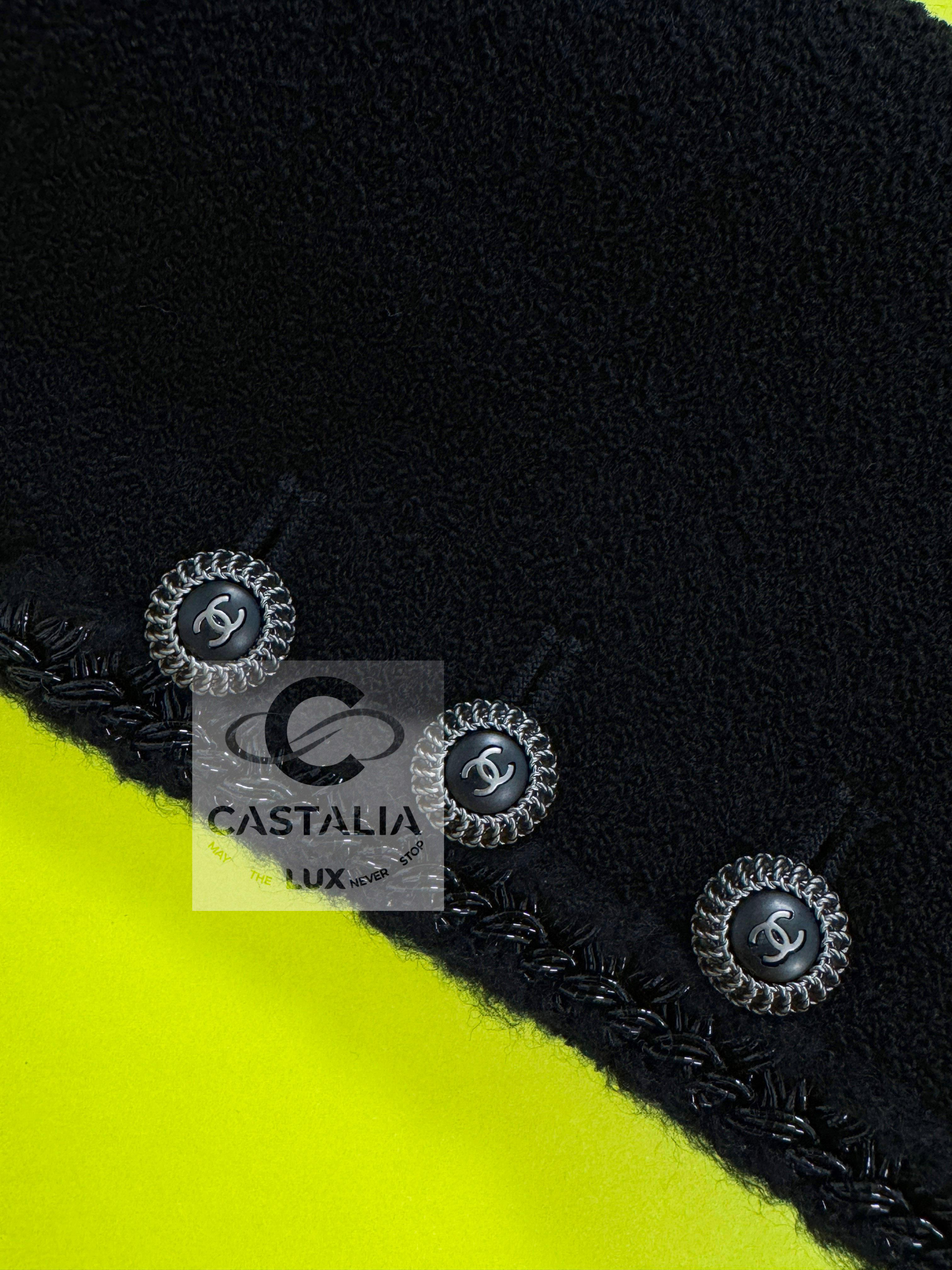 Chanel Most Coveted Iconic Black Tweed Jacket 12