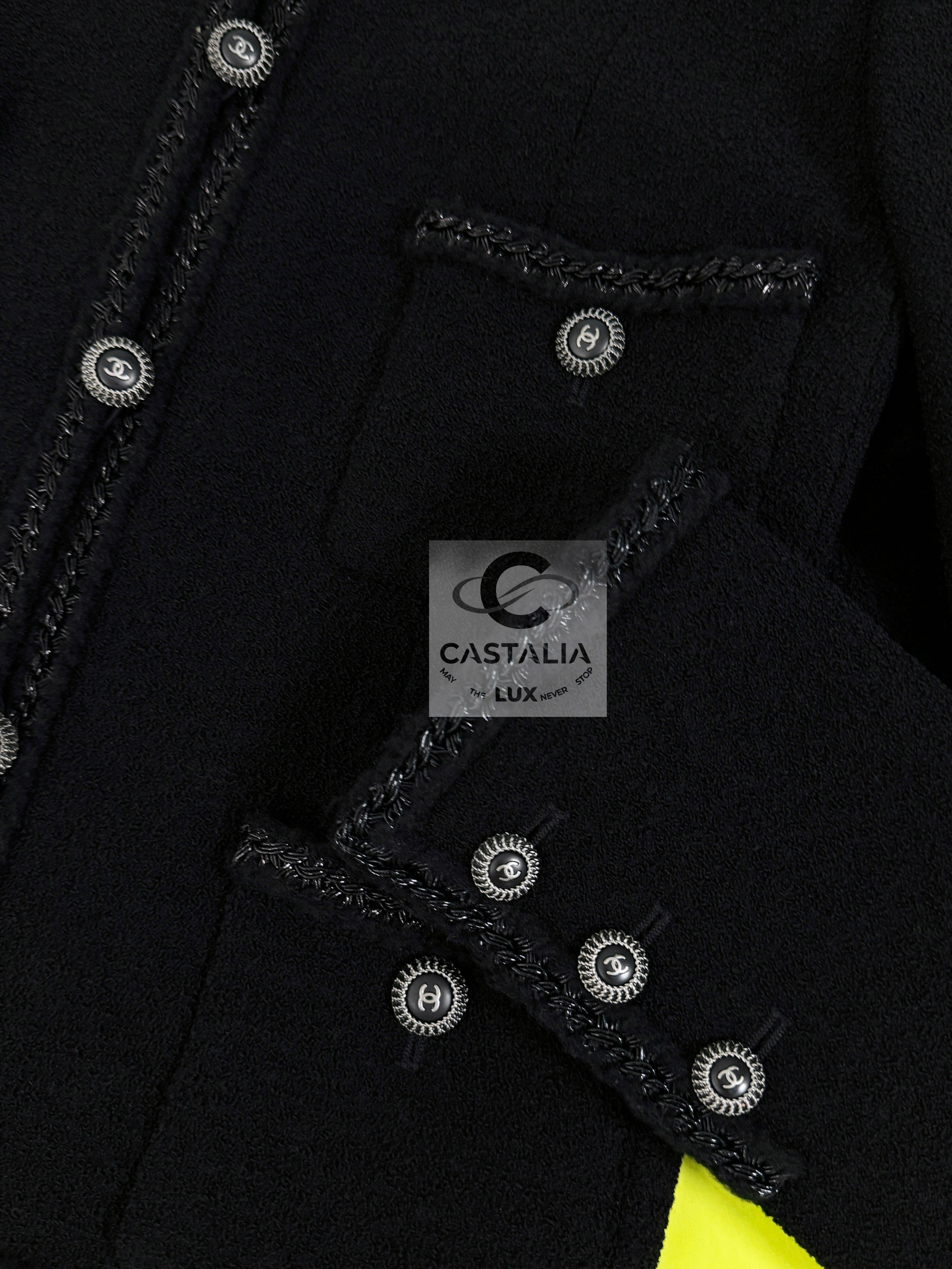 Chanel Most Coveted Iconic Black Tweed Jacket 13