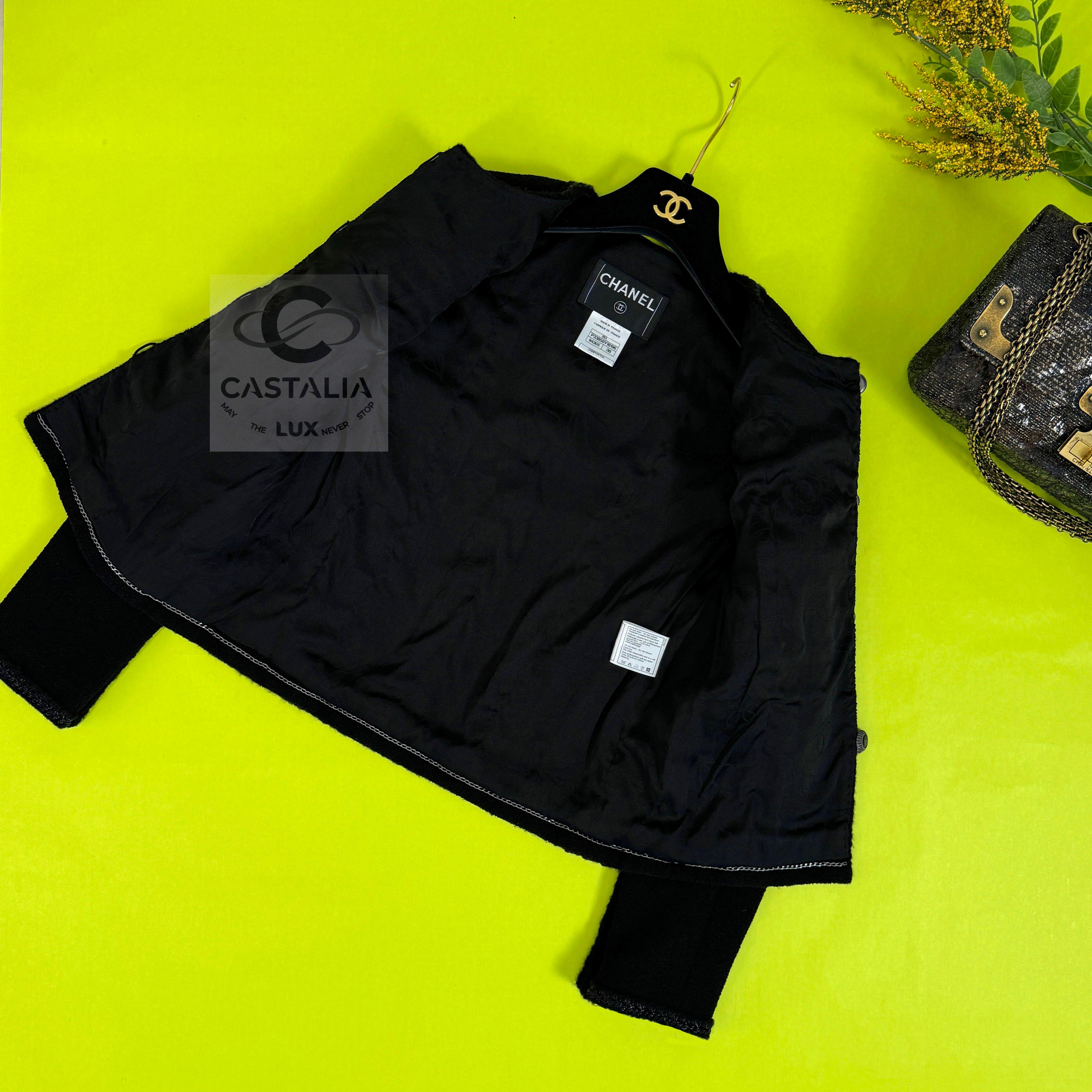 Chanel Most Coveted Iconic Black Tweed Jacket 14