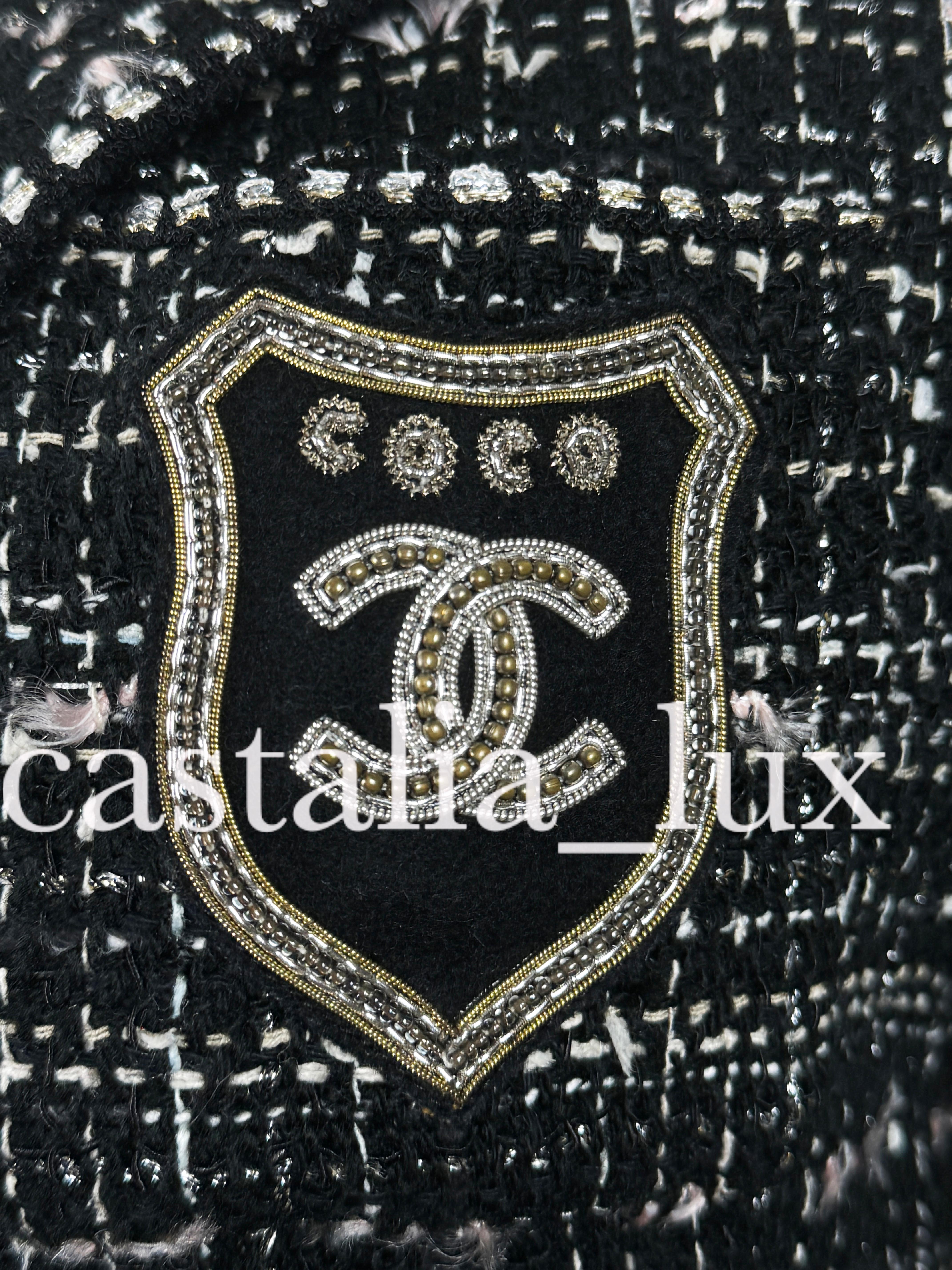 Chanel Most Hunted CC Patch Black Tweed Jacket 7