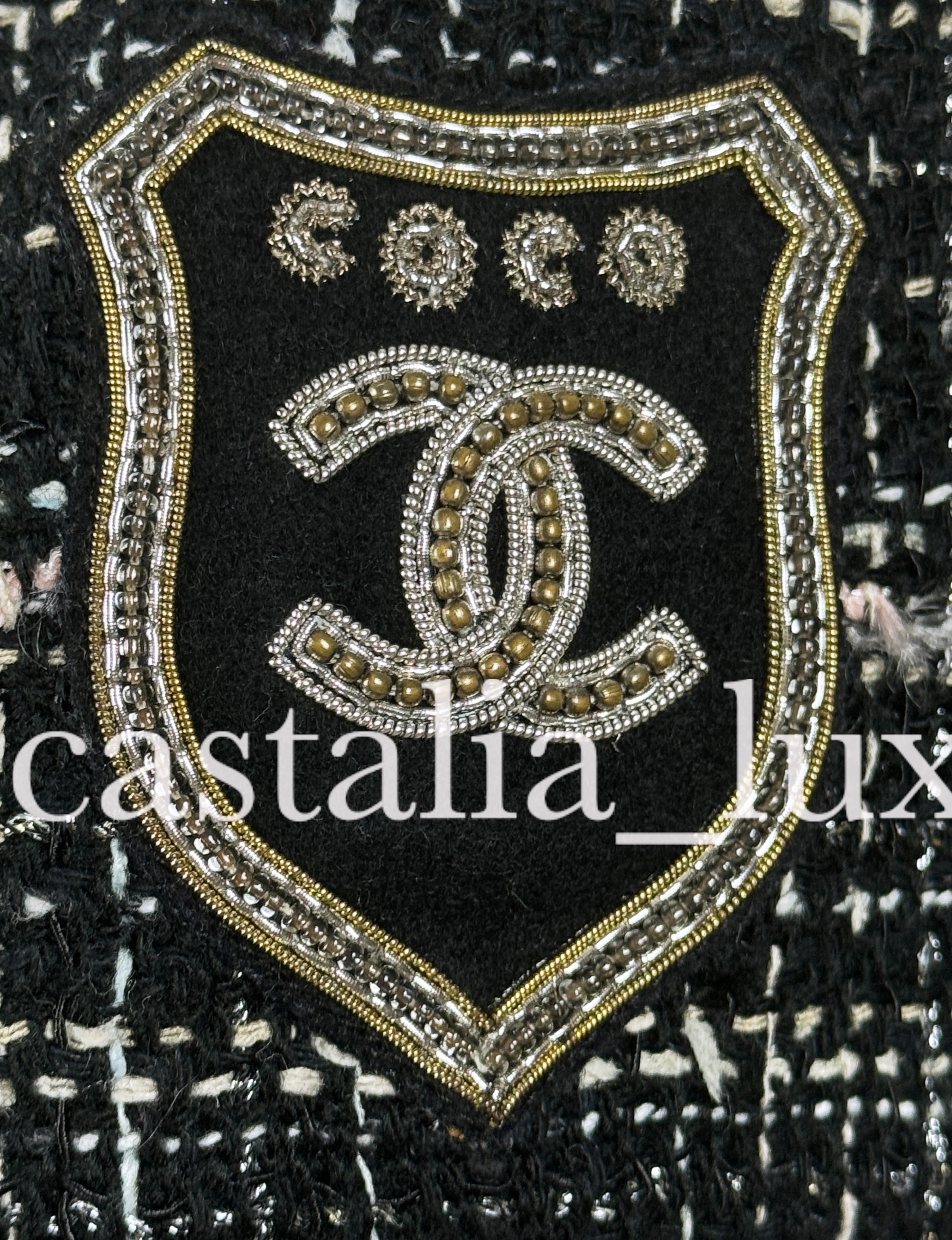 Chanel Most Hunted CC Patch Black Tweed Jacket 11