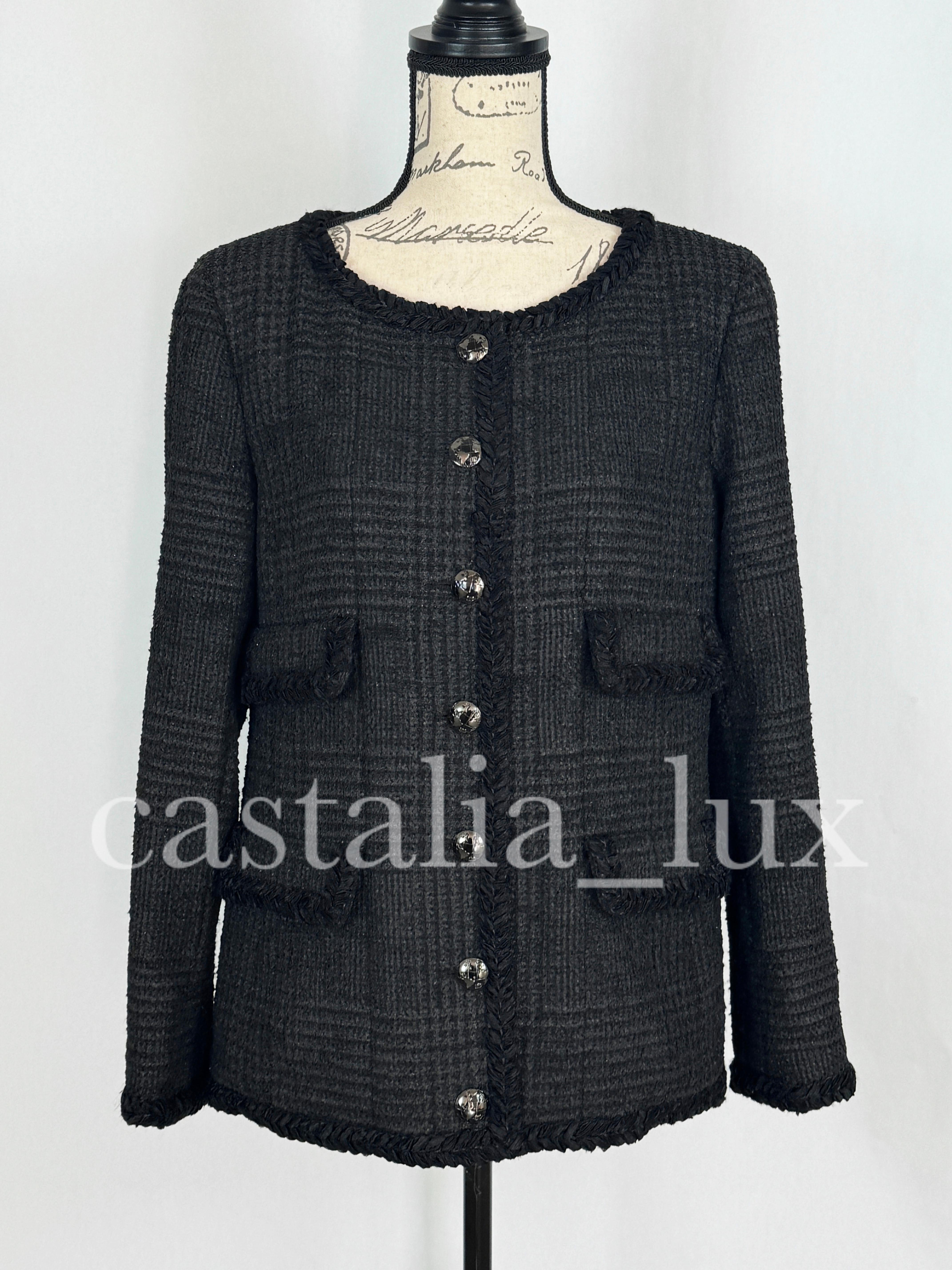 Chanel Most Iconic Globalization Collection Black Tweed Jacket For Sale 7
