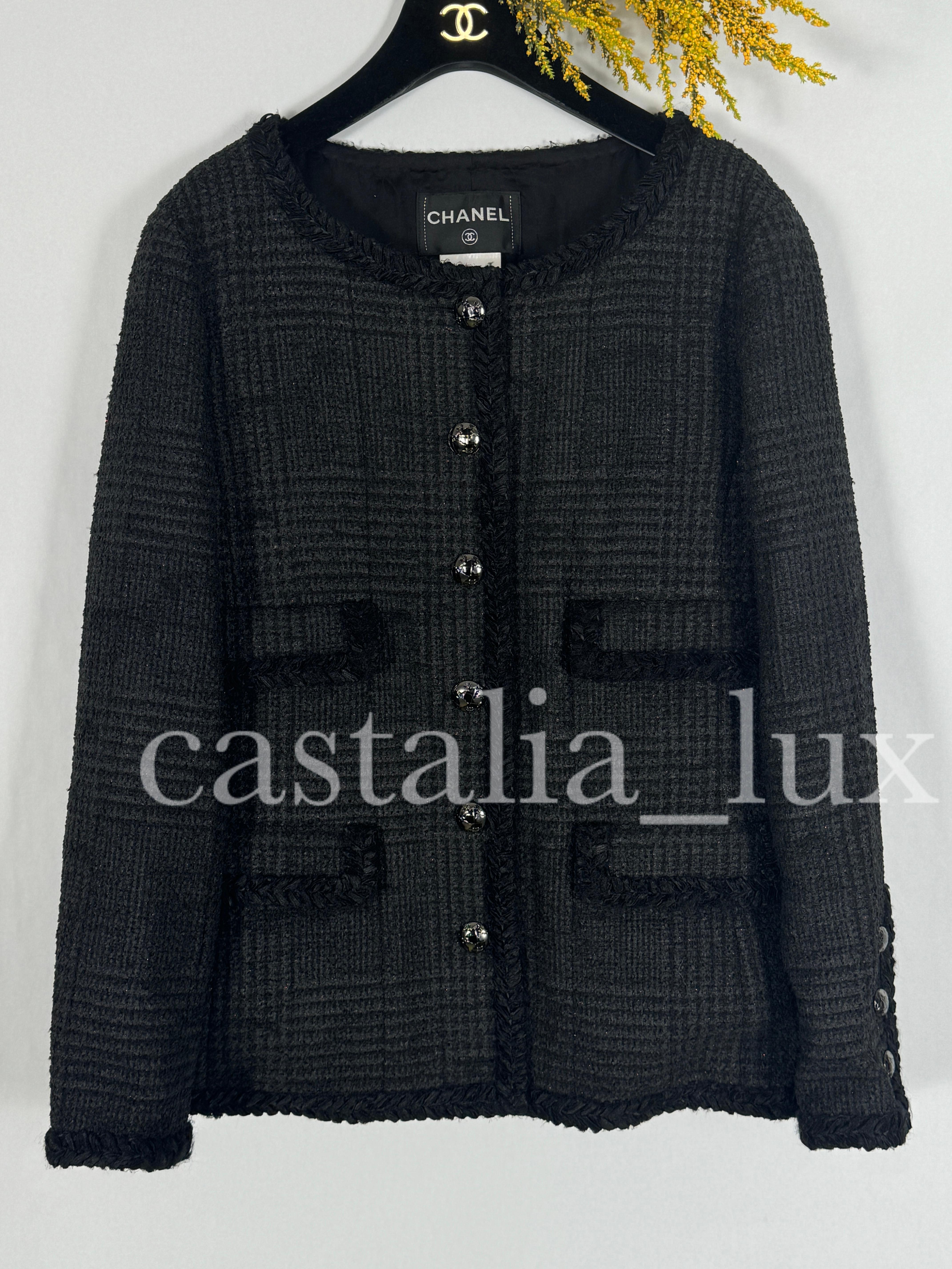 Chanel Most Iconic Globalization Collection Black Tweed Jacket For Sale 8