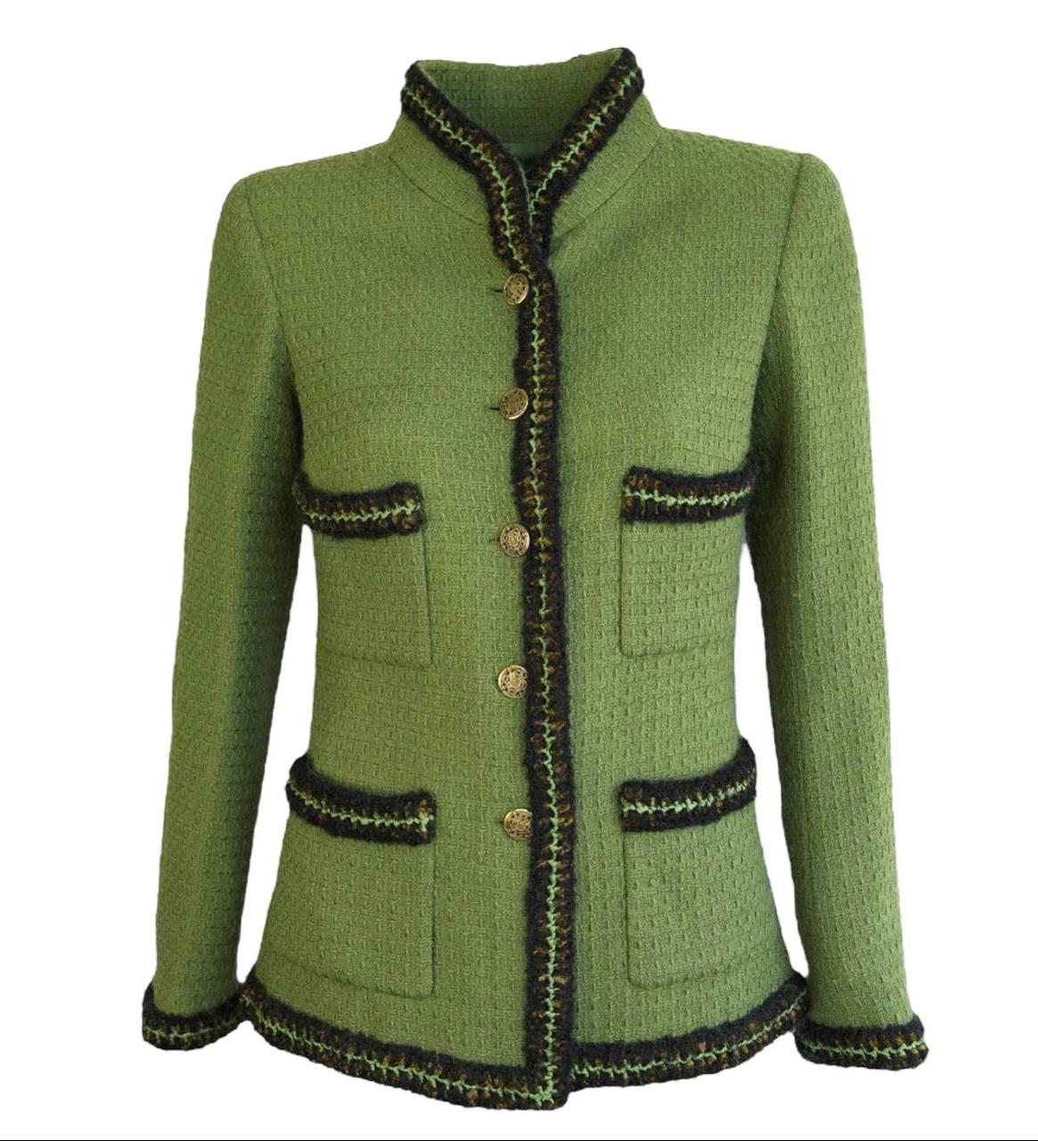 Women's or Men's Chanel Most Iconic Green Tweed Jacket from Ad Campaign For Sale