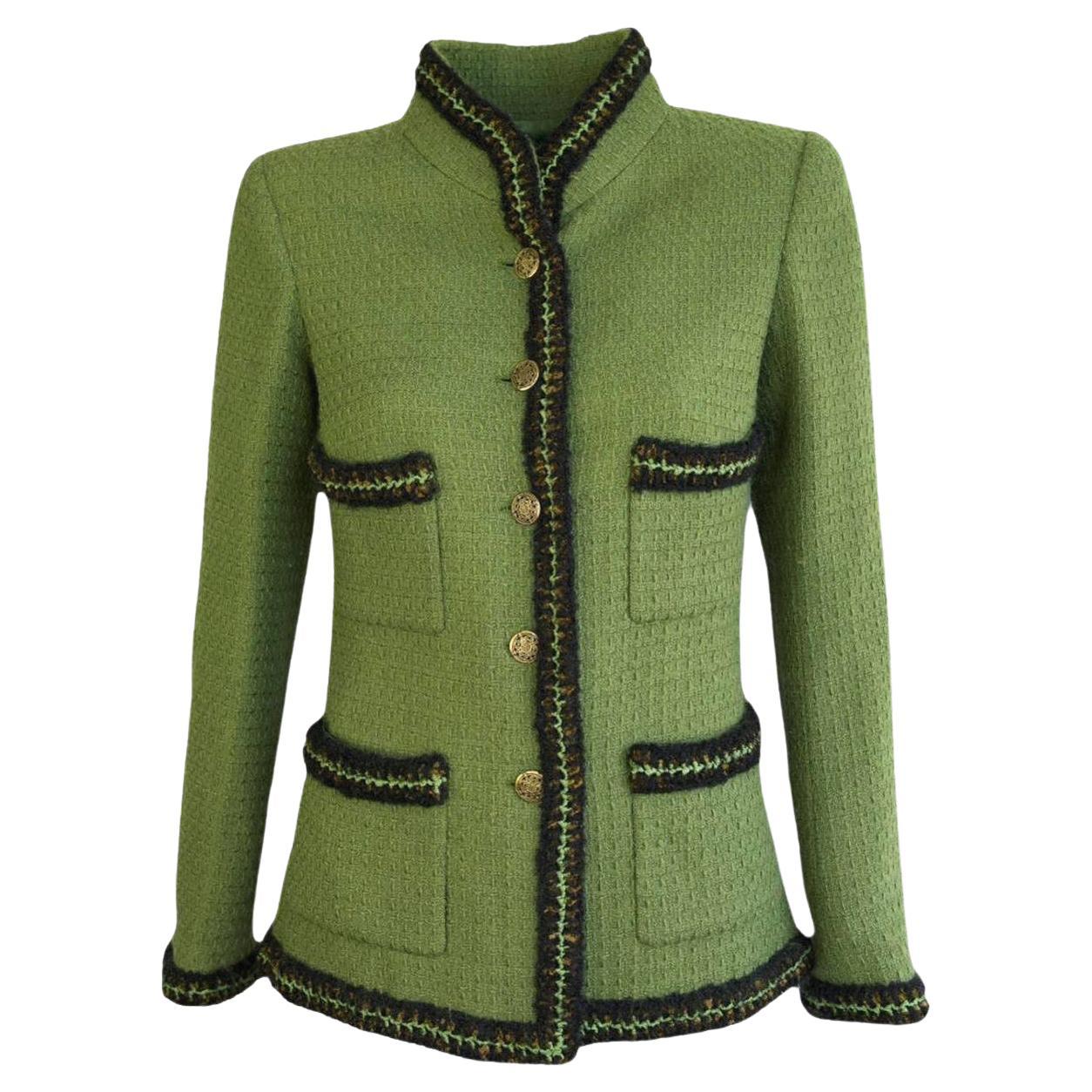 Chanel Most Iconic Green Tweed Jacket from Ad Campaign For Sale