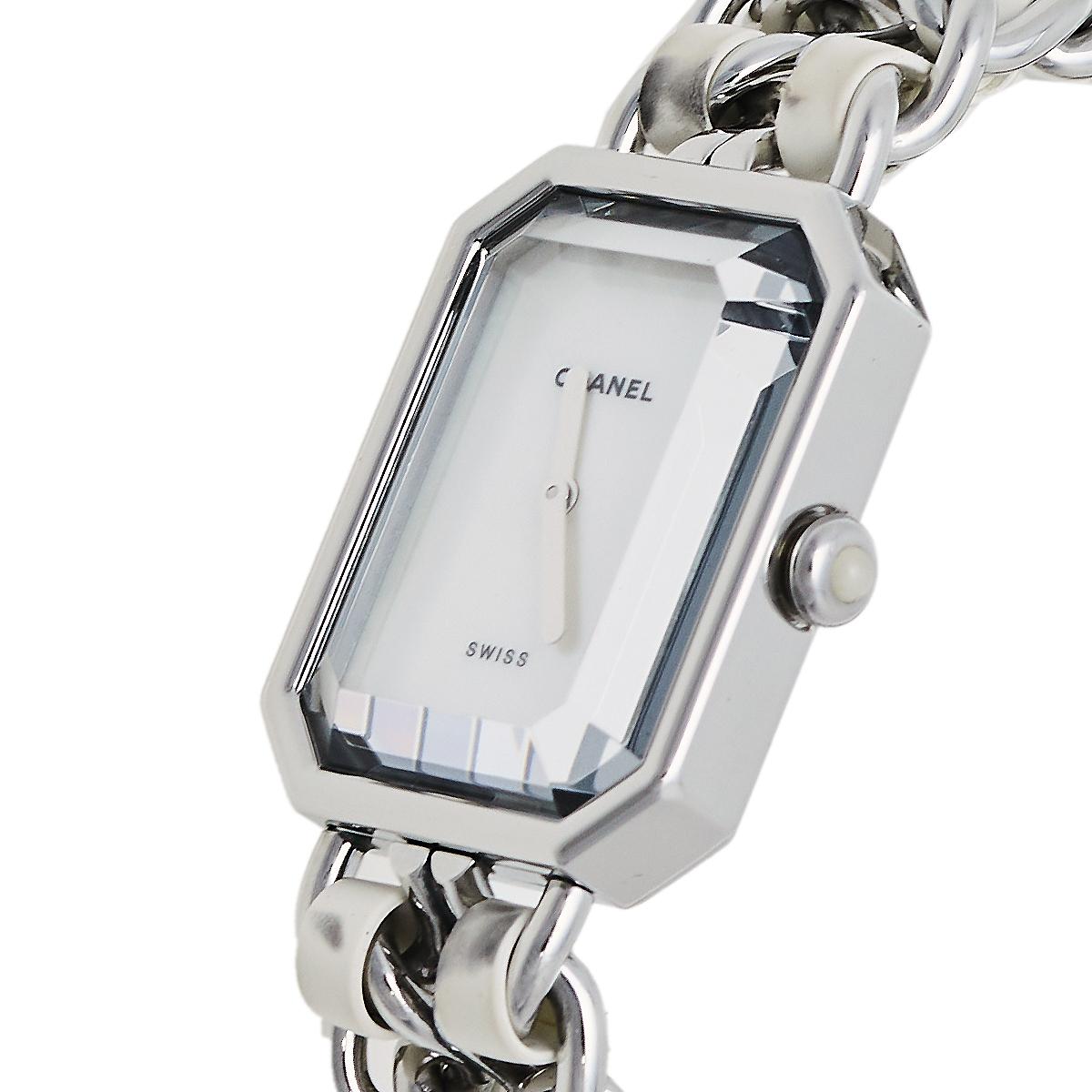 Contemporary Chanel Mother of Pearl Stainless Steel Leather Women's Wristwatch 26mm x 20mm