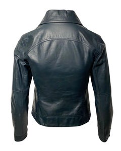 Chanel Motor Jacket in Green Leather
