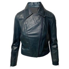 Chanel Motor Jacket in Green Leather