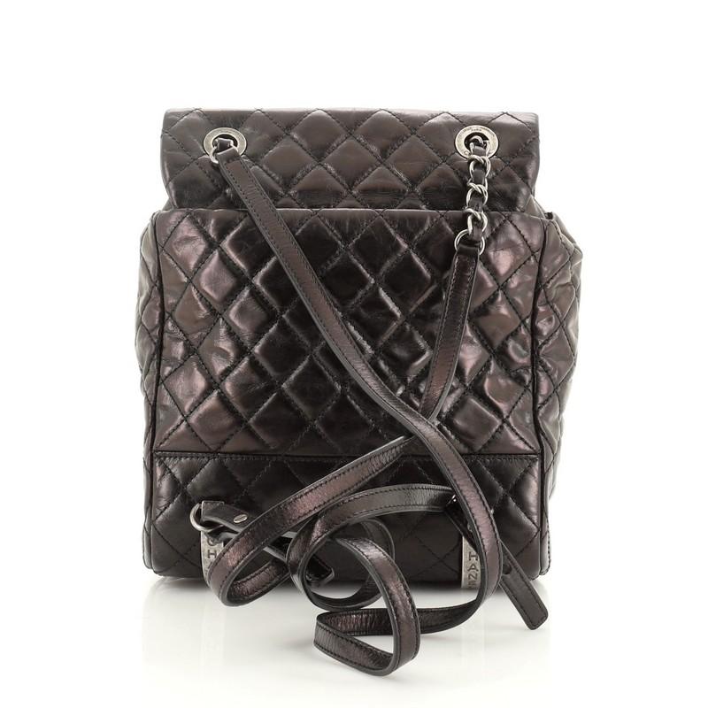 Black Chanel Mountain Backpack Quilted Glazed Calfskin Small