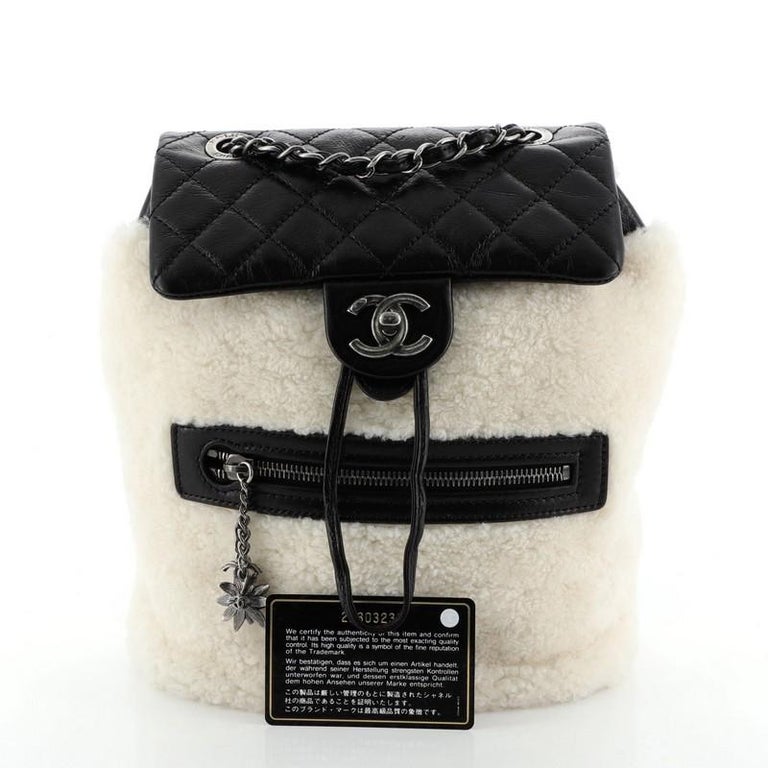 Chanel Gabrielle Backpack Shearling and Leather Small For Sale at 1stDibs