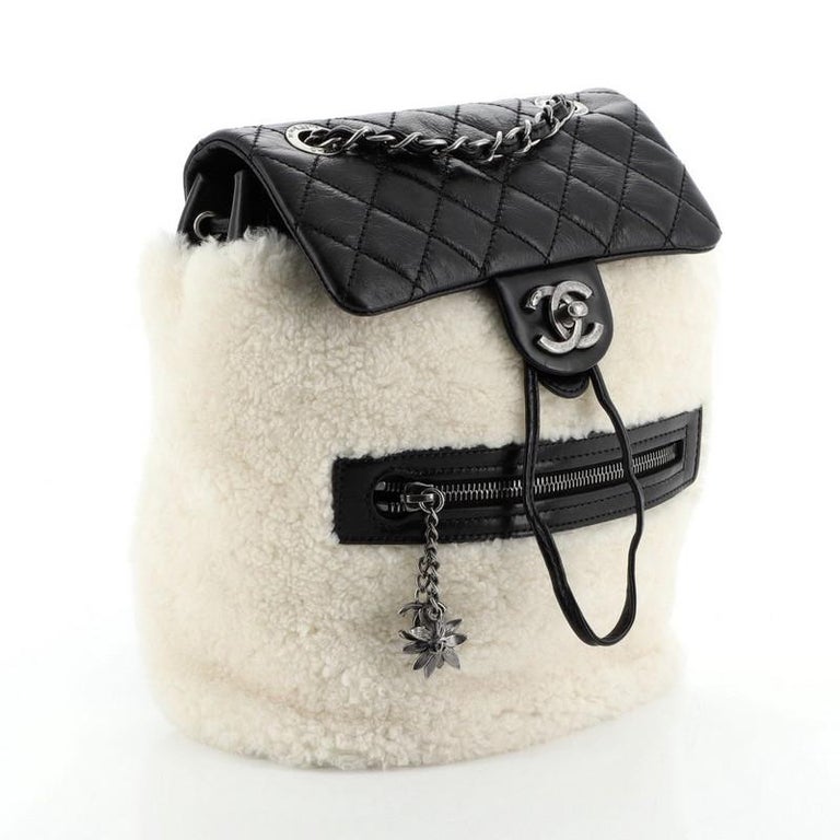 Chanel Mountain Backpack Shearling With Quilted Calfskin Small at
