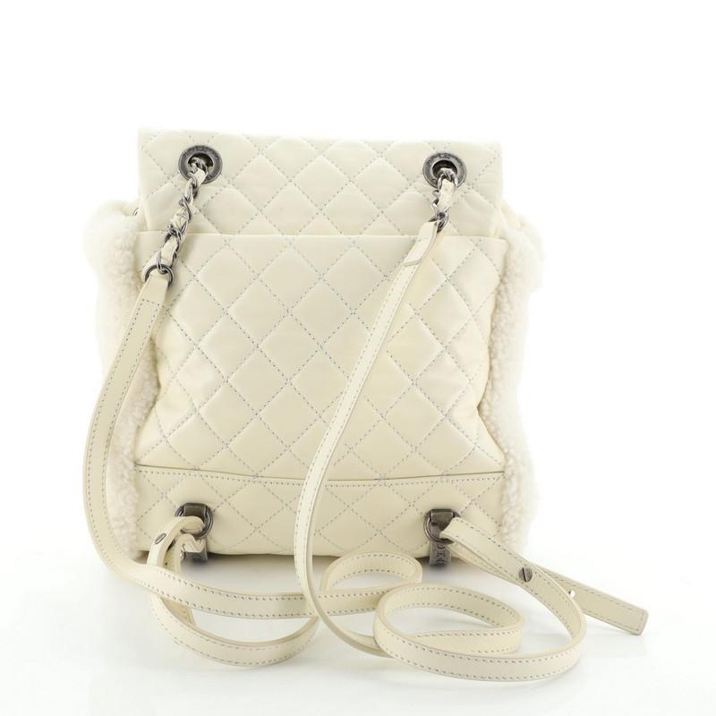 chanel white shearling bag