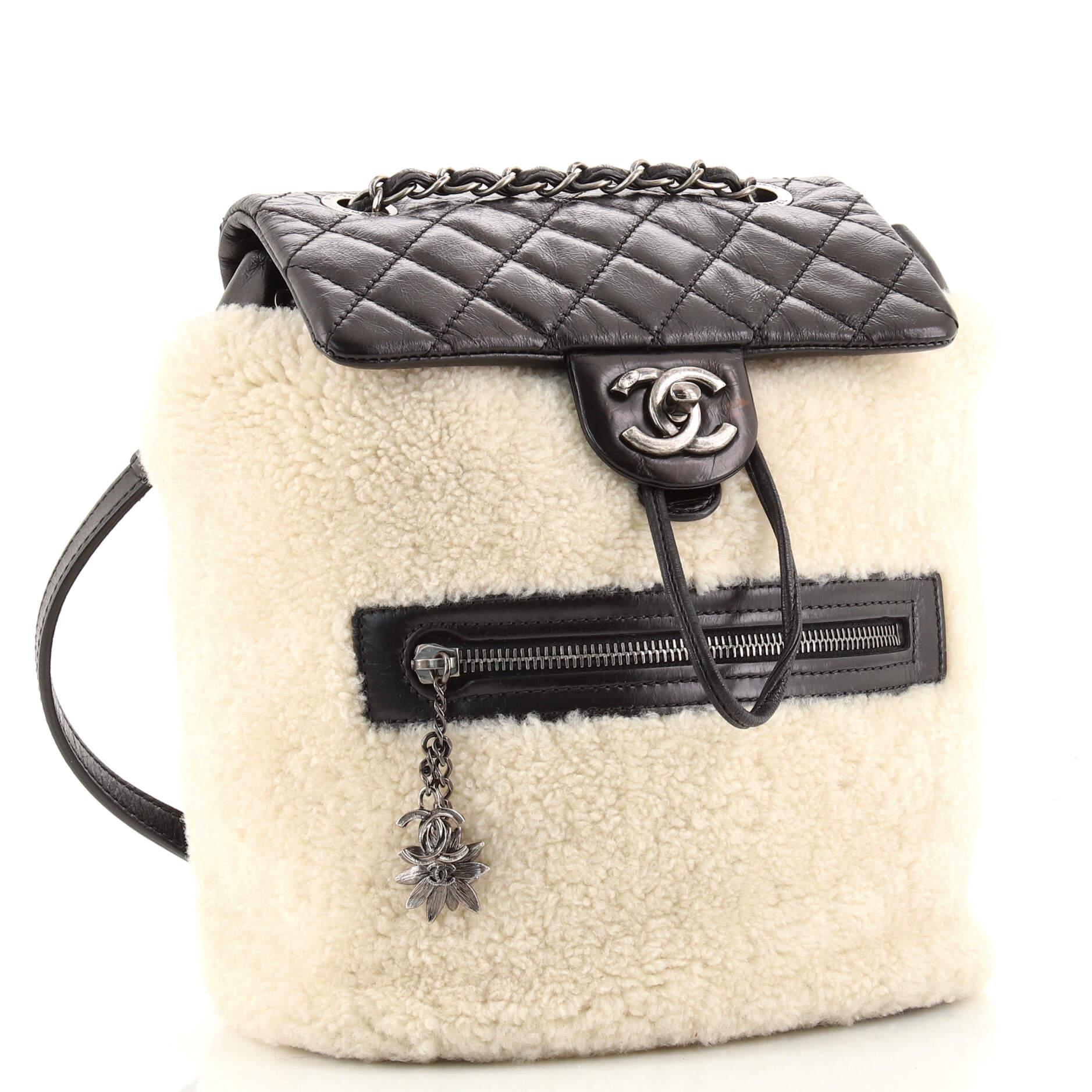 chanel shearling backpack