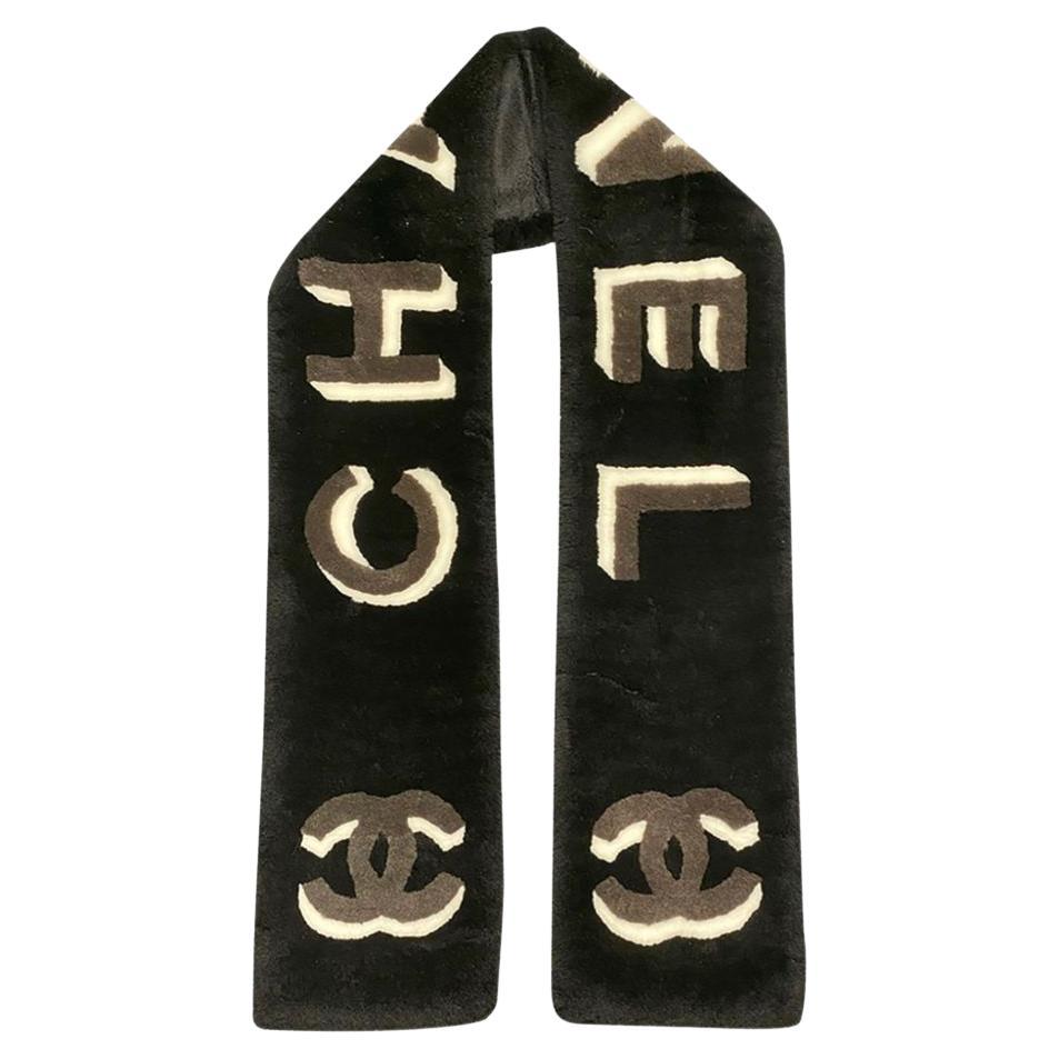 Chanel mouton cachemire black scarf For Sale at 1stDibs